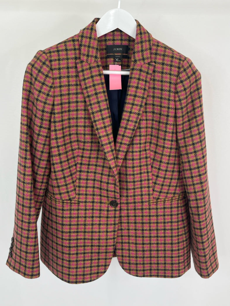 J CREW Women Size 8 BROWN AND PINK Blazer