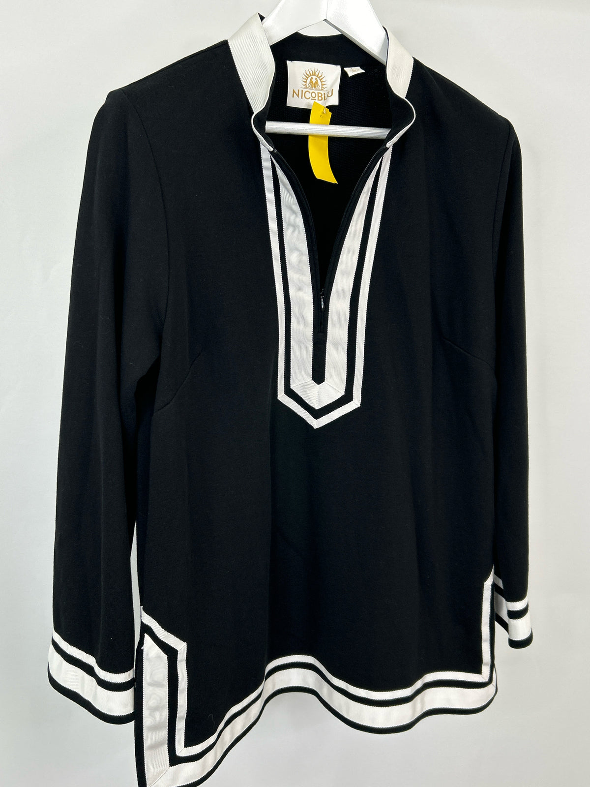 NICOBLU Size L Black and White Women Tunic