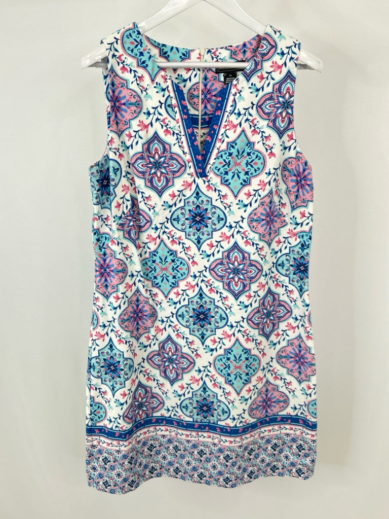 JESSICA HOWARD Size 14 BLUE & WHITE Women's Dress
