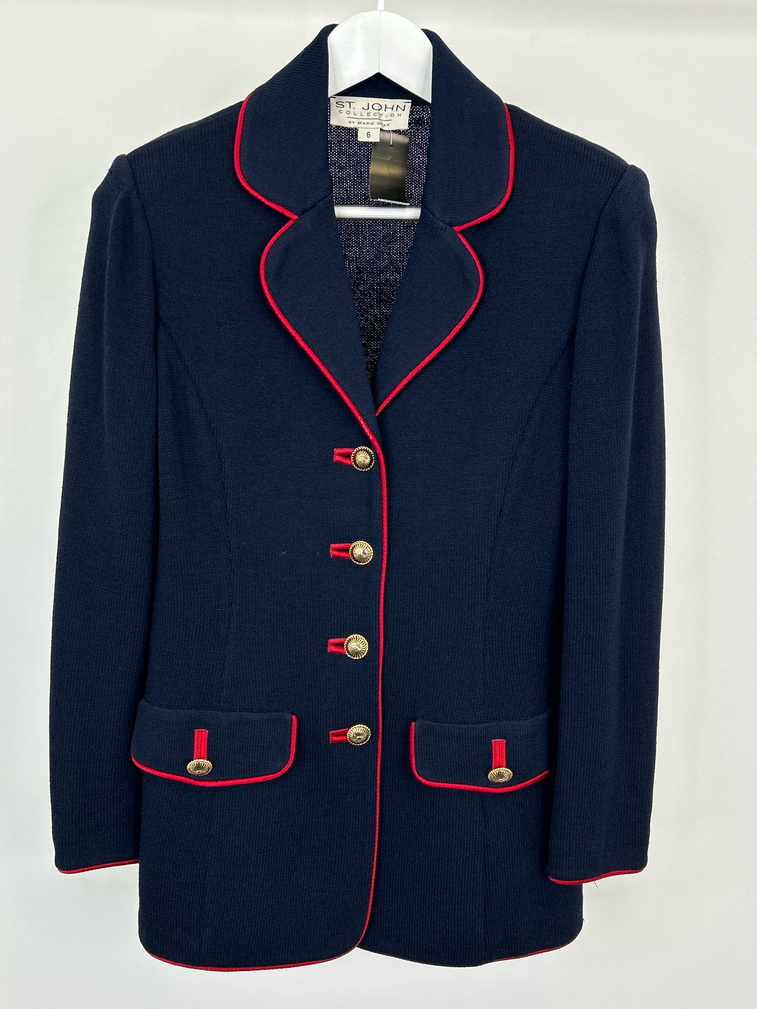 ST JOHN COLLECTION Size 6 NAVY AND RED Women Blazer