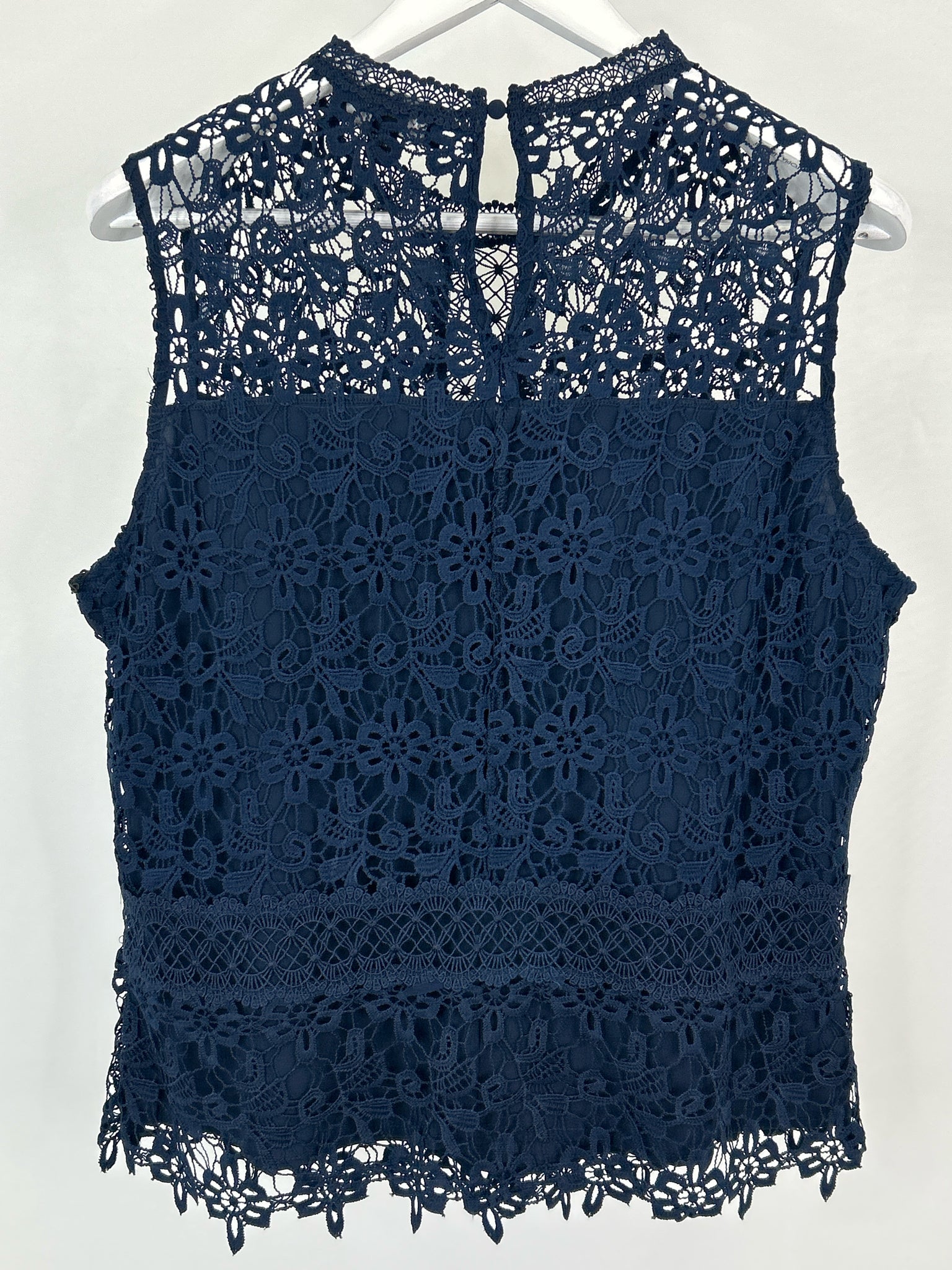 LAUNDRY BY SHELLI SEGAL Size XL Navy Lace Women Top