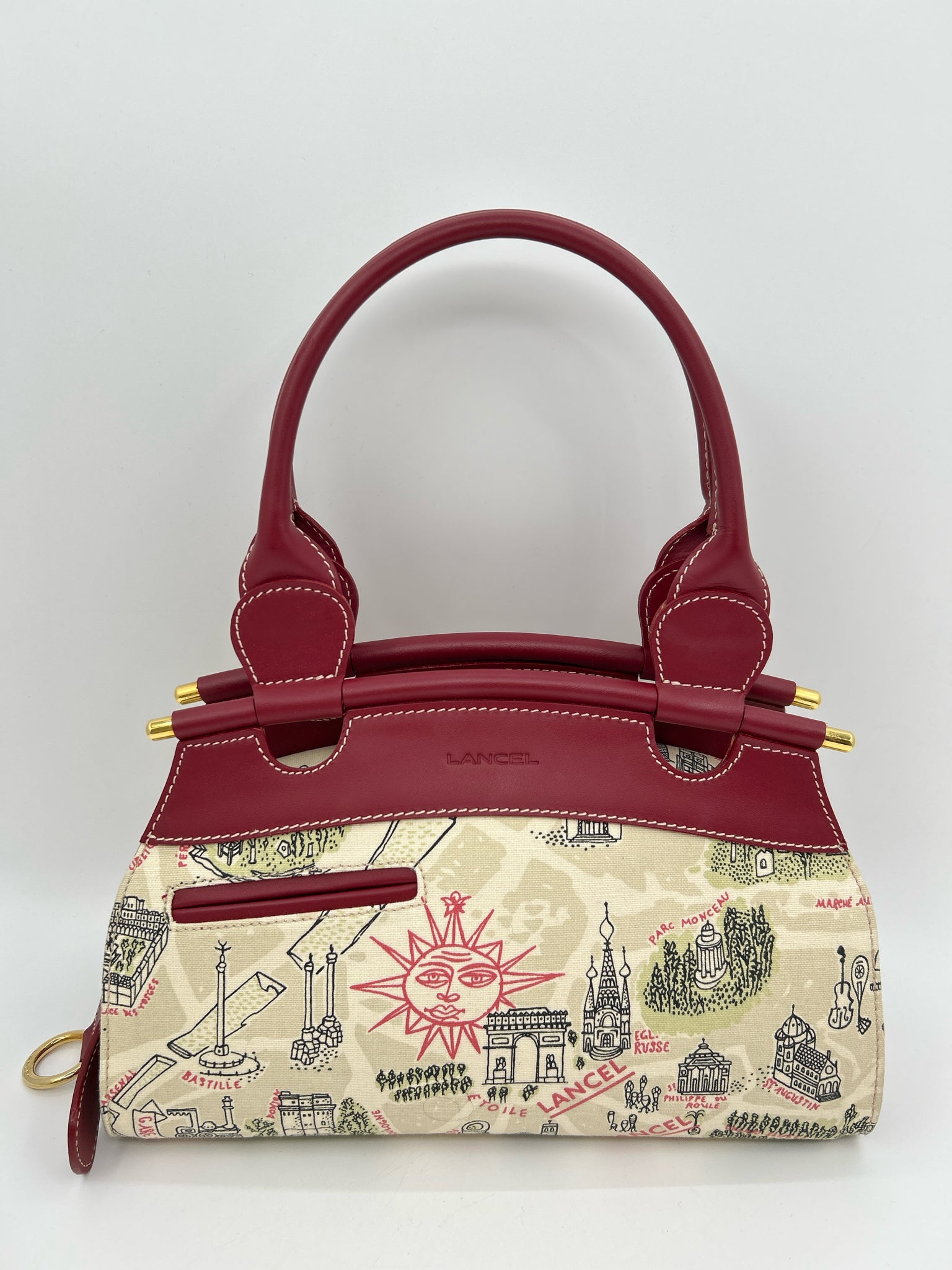 LANCEL beige and red Women Purse