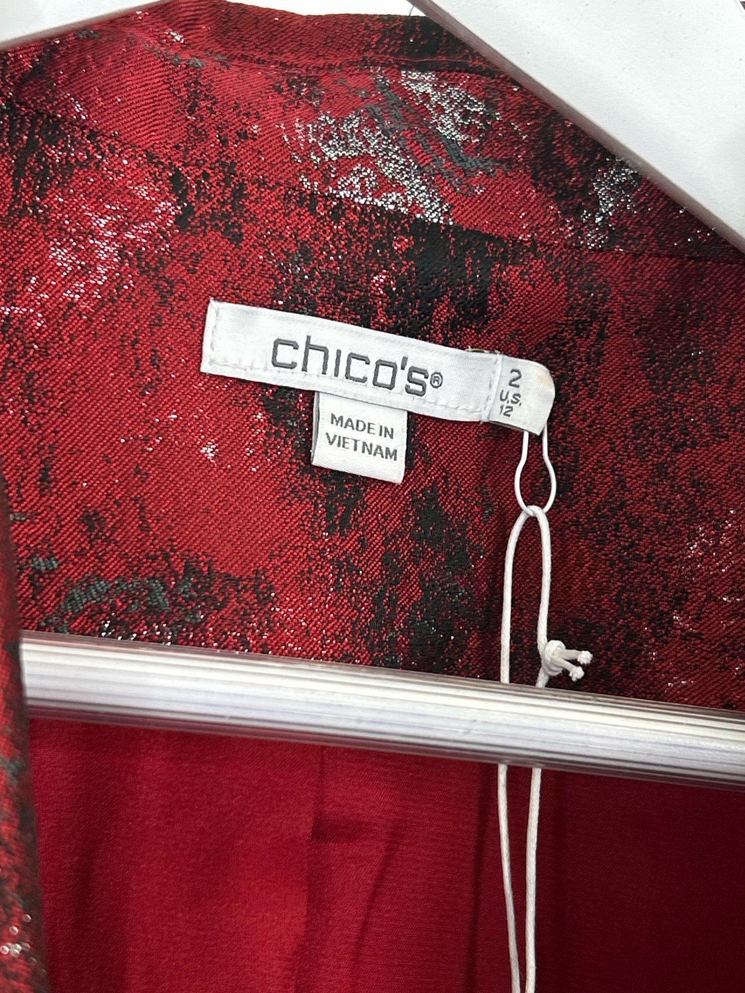 CHICO'S Size 12 Red and Black Women Jacket