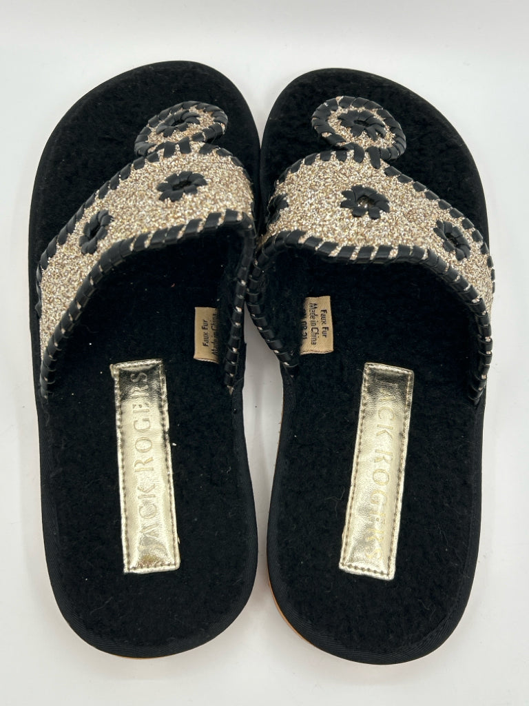 JACK ROGERS Size 9M BLACK AND GOLD Women's Shoes