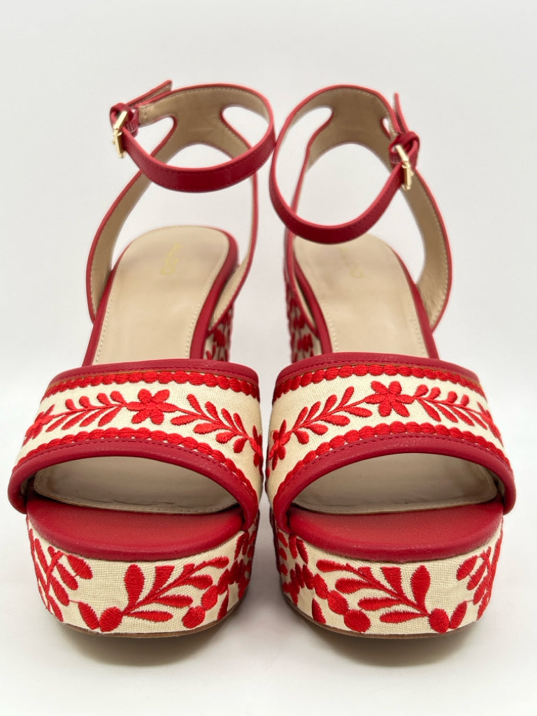 ALDO Size 9 RED AND CREAM Women's Sandal