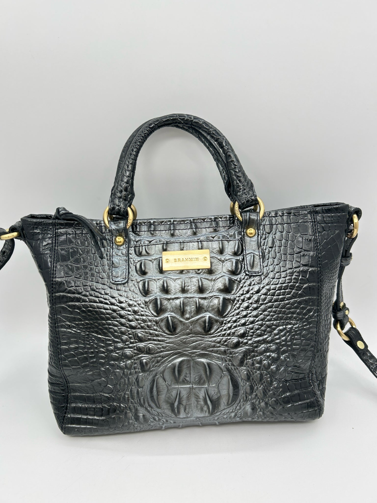 BRAHMIN black and grey Women Tote