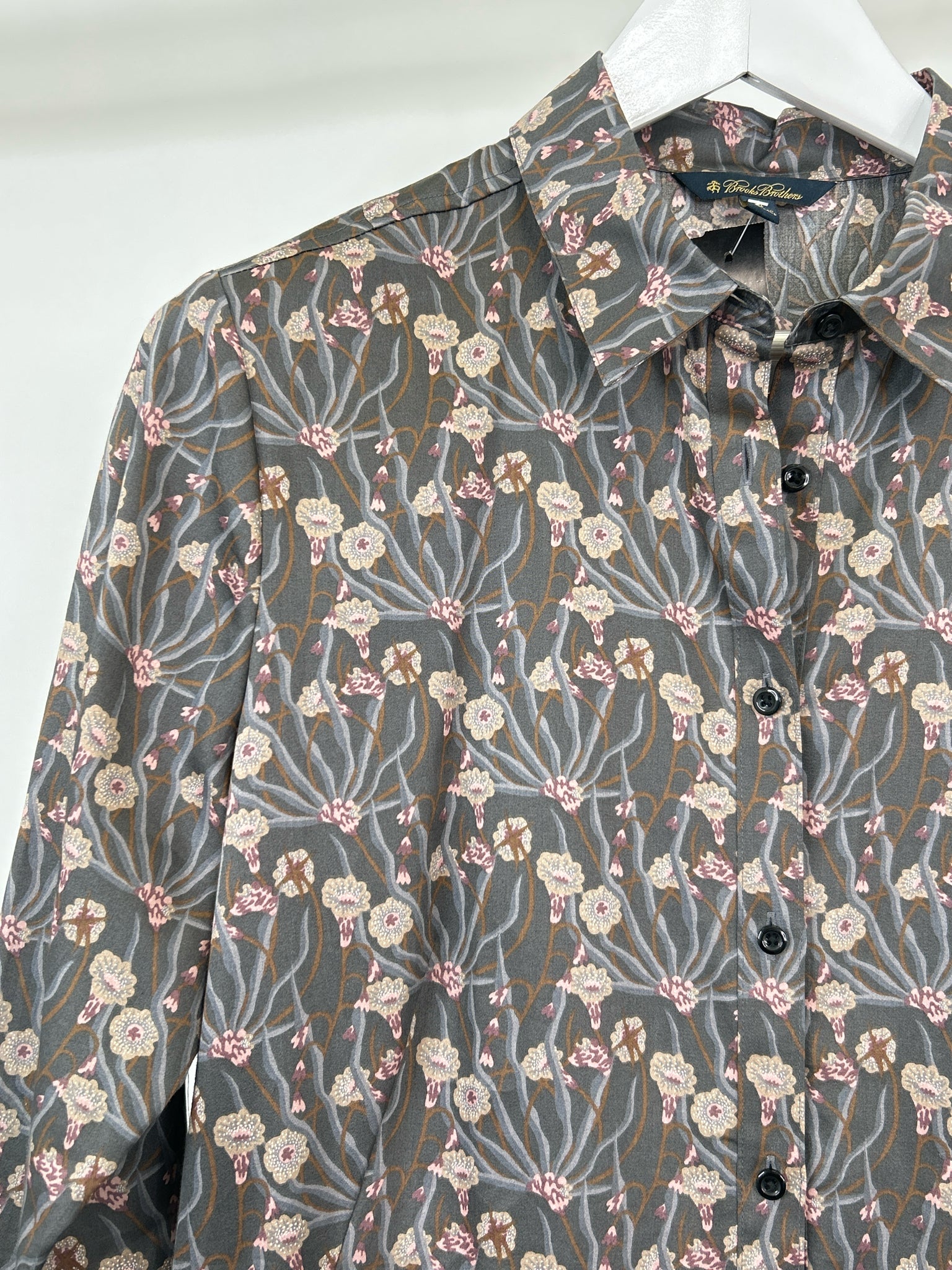 BROOKS BROTHERS Size 14 Gray print Women Dress