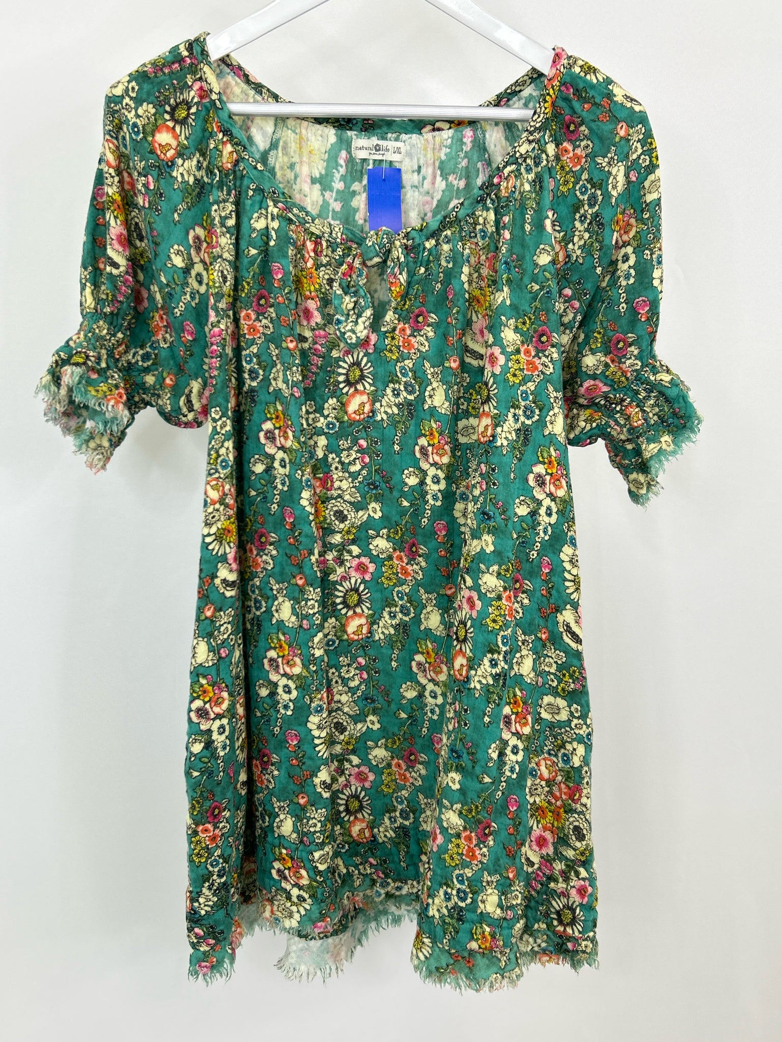 NATURAL LIFE Size L/XL Green Floral Women Dress