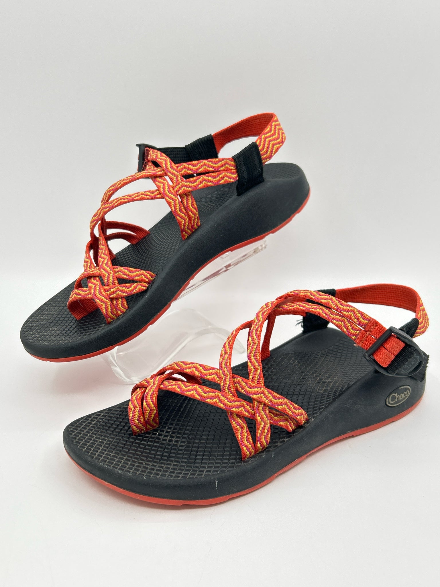 CHACO Size 8/8.5 ORANGE & BLACK Women Sandal
