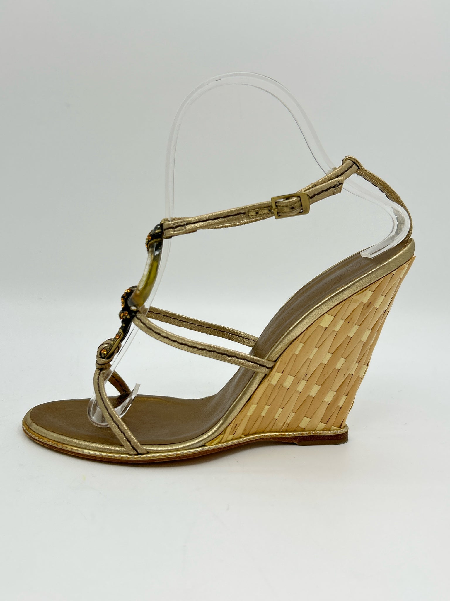 GIUSEPPE ZANOTTI Size 39 Gold Women Sandal