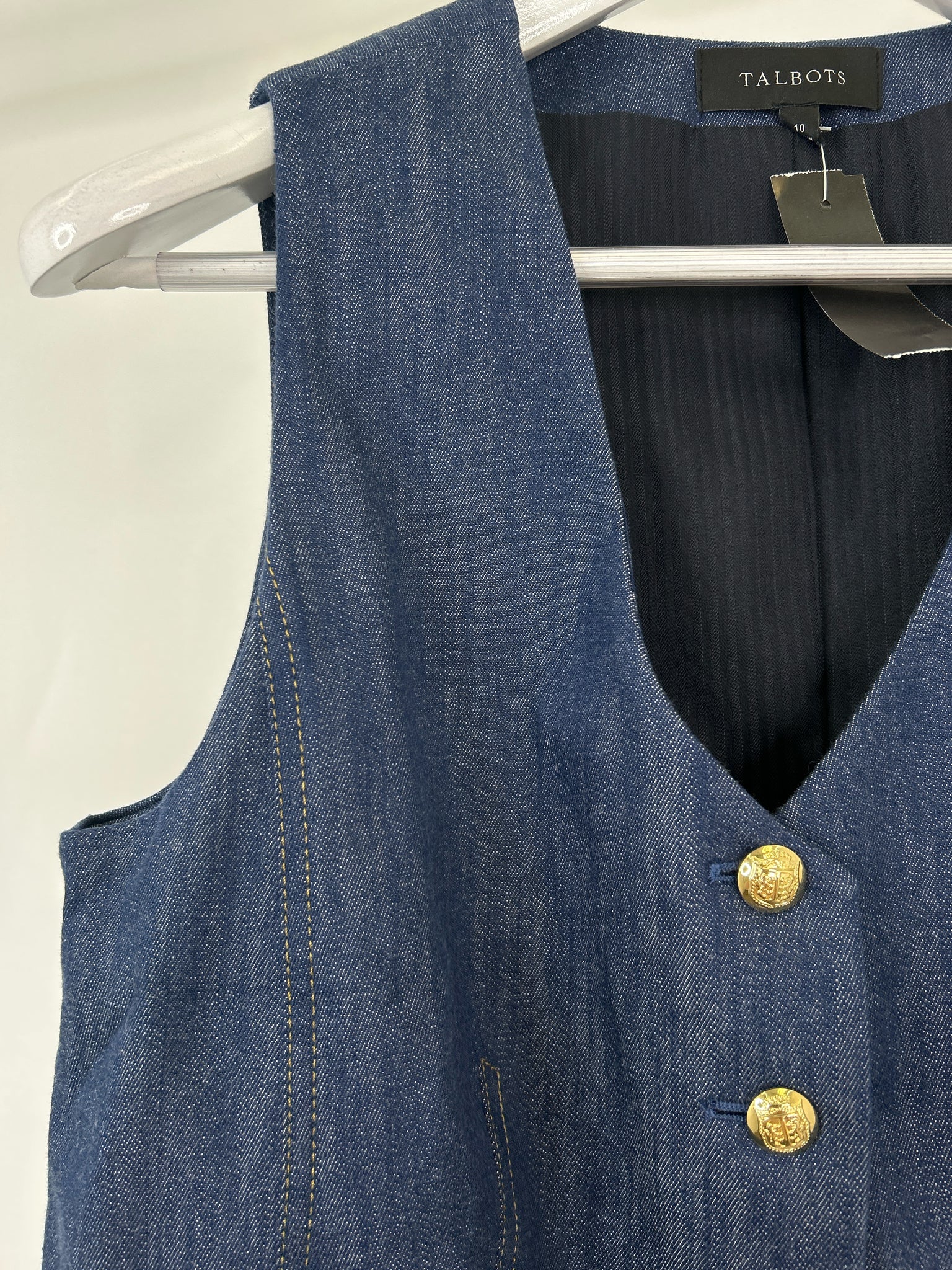 TALBOTS Size 10 BLUE DENIM Women Vest