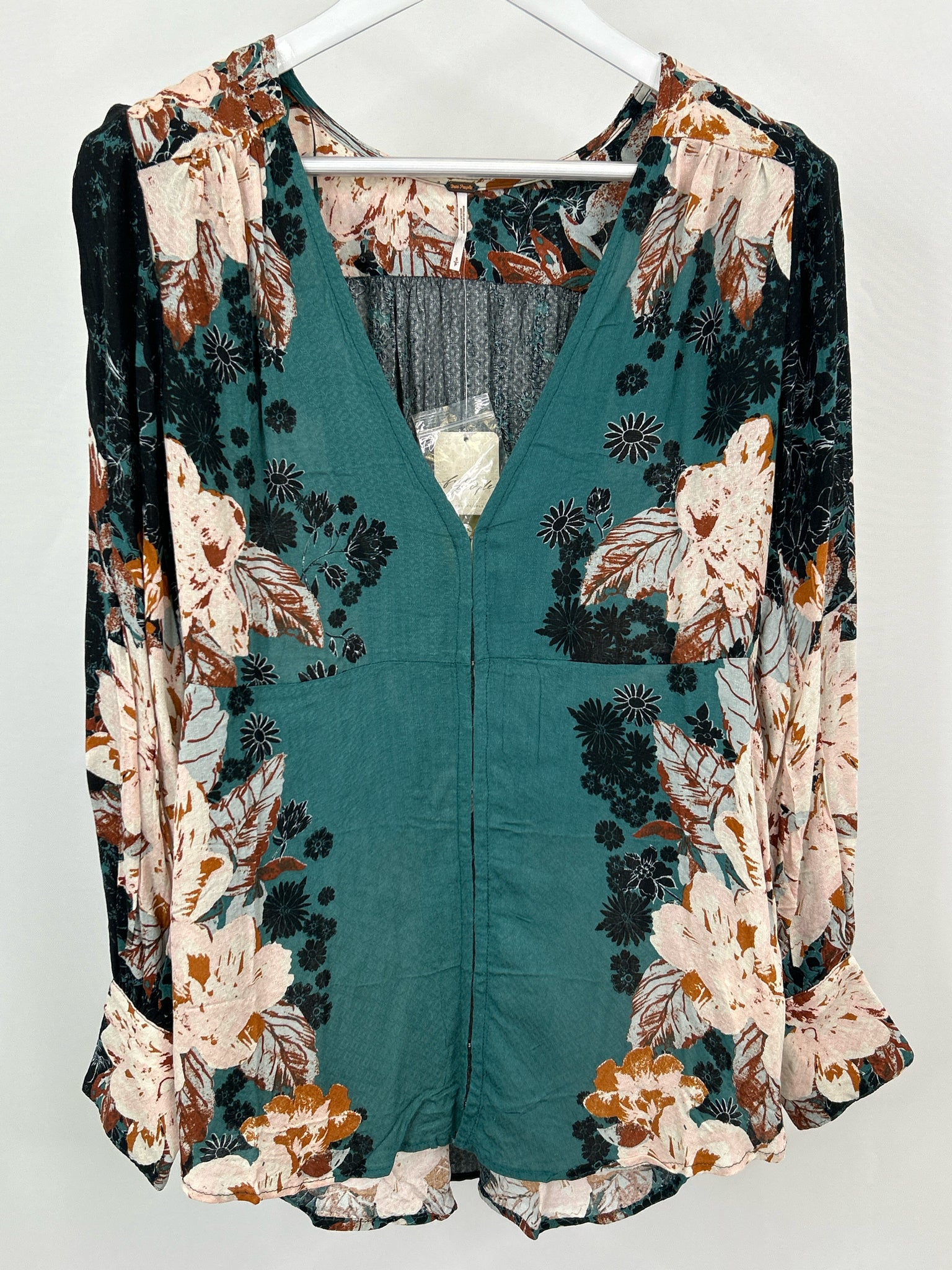 FREE PEOPLE Size S Teal Print Women Tunic NWT