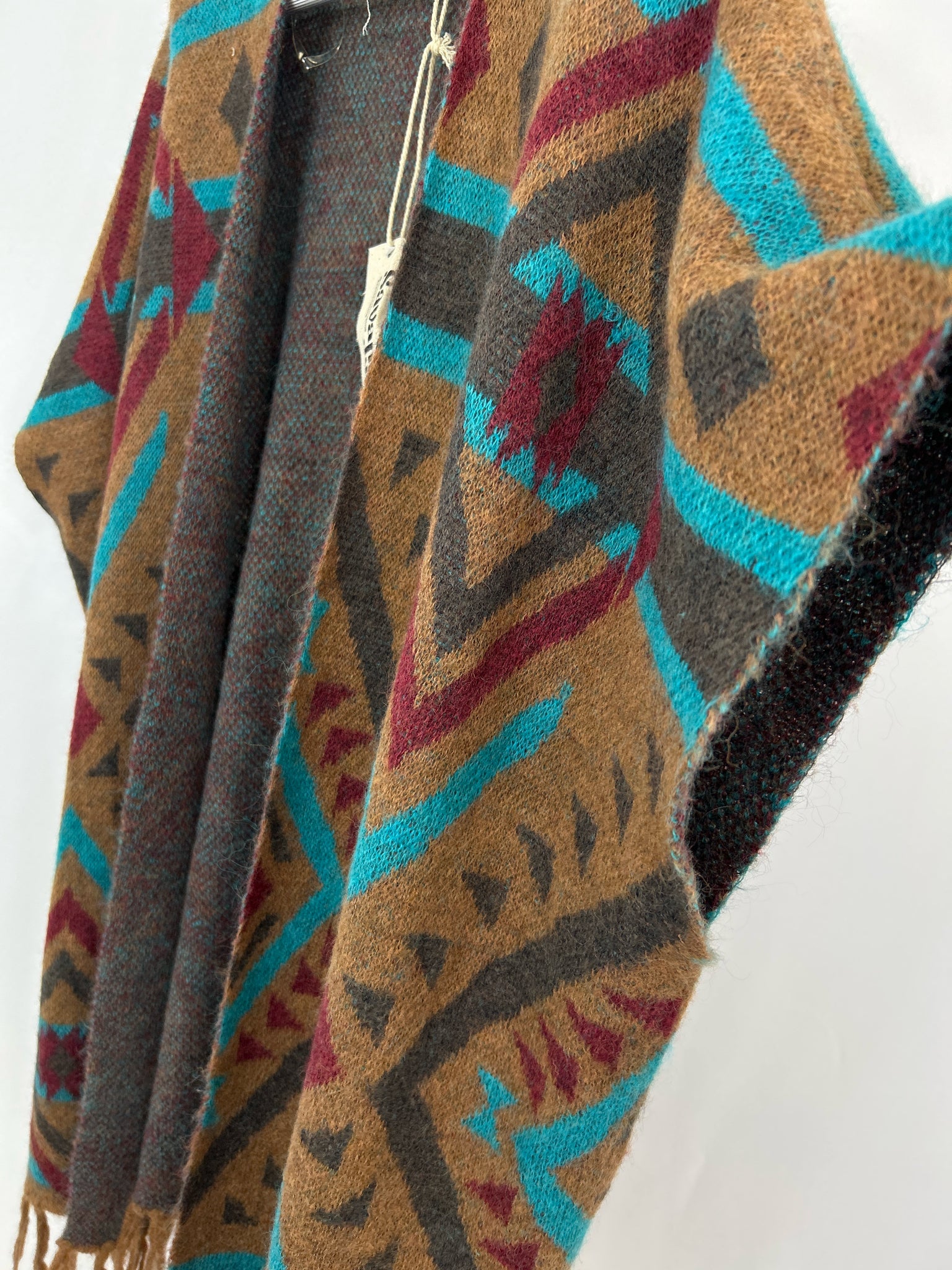 SAVANNA JANE Size M/L Tan and Teal Women Poncho NWT
