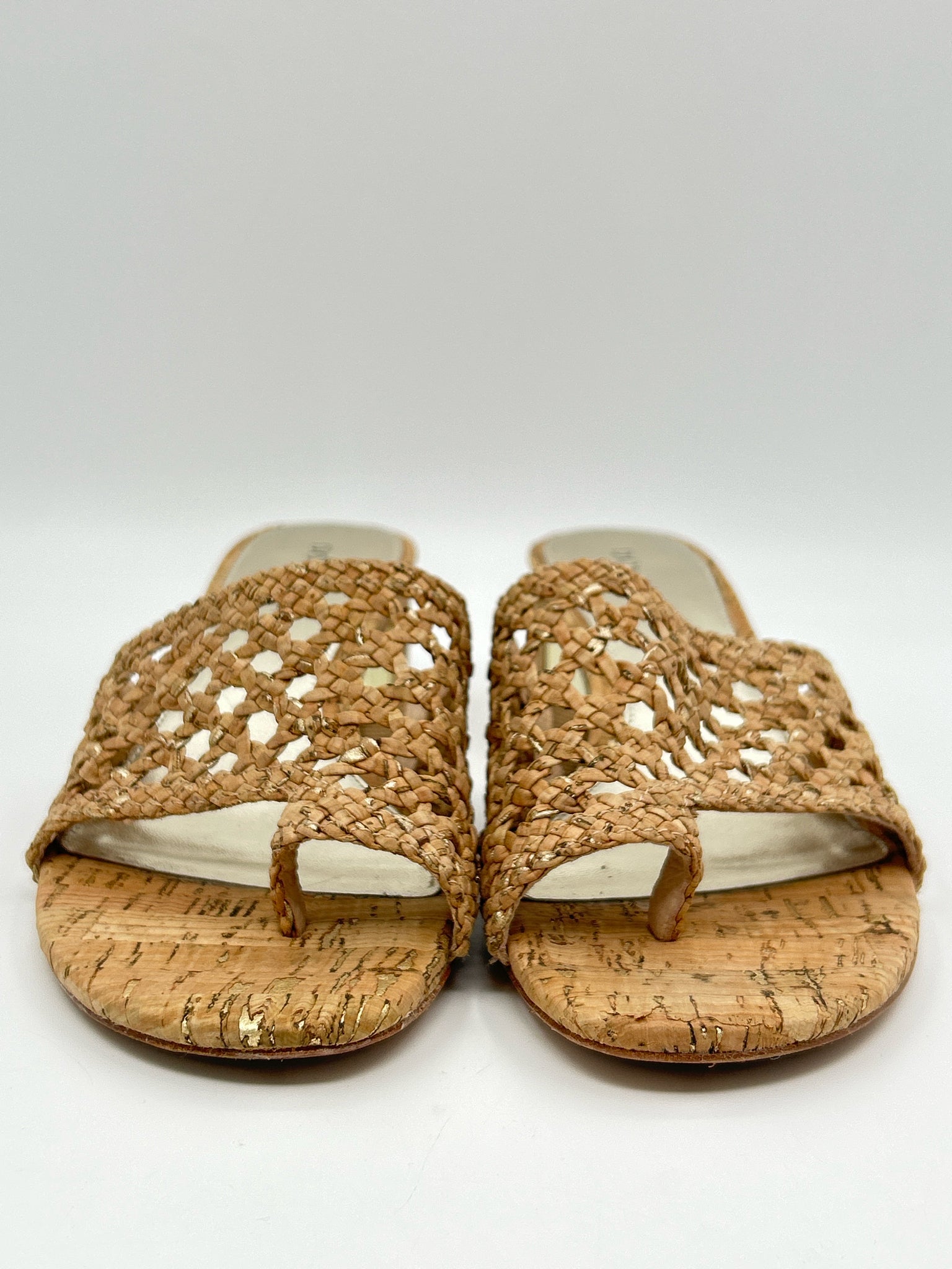 DONALD PLINER Size 8M BROWN AND GOLD Women Sandal