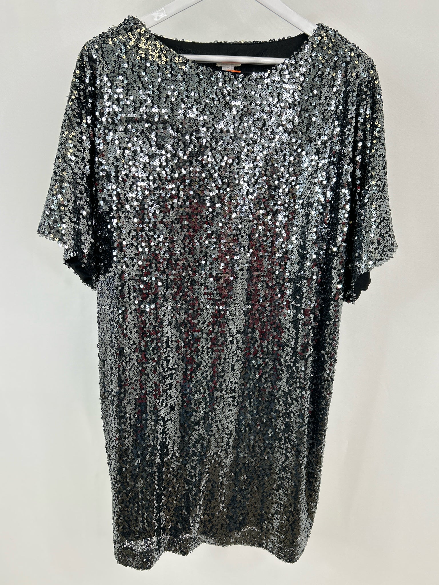 CHICO'S Size 12 Black and Silver Women Dress