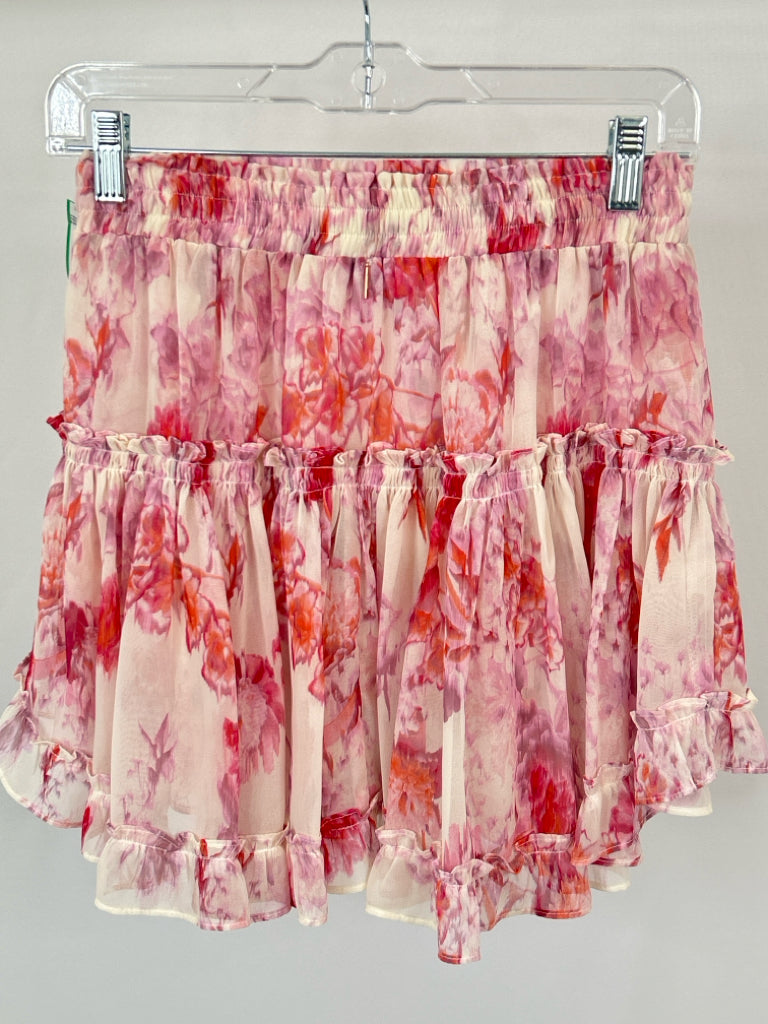 MISA Size S Pink Floral Mini Skirt