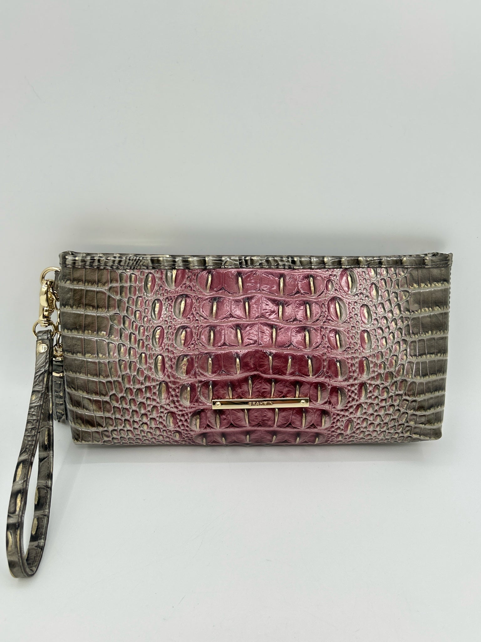 BRAHMIN GRAY AND PLUM Women Wristlet