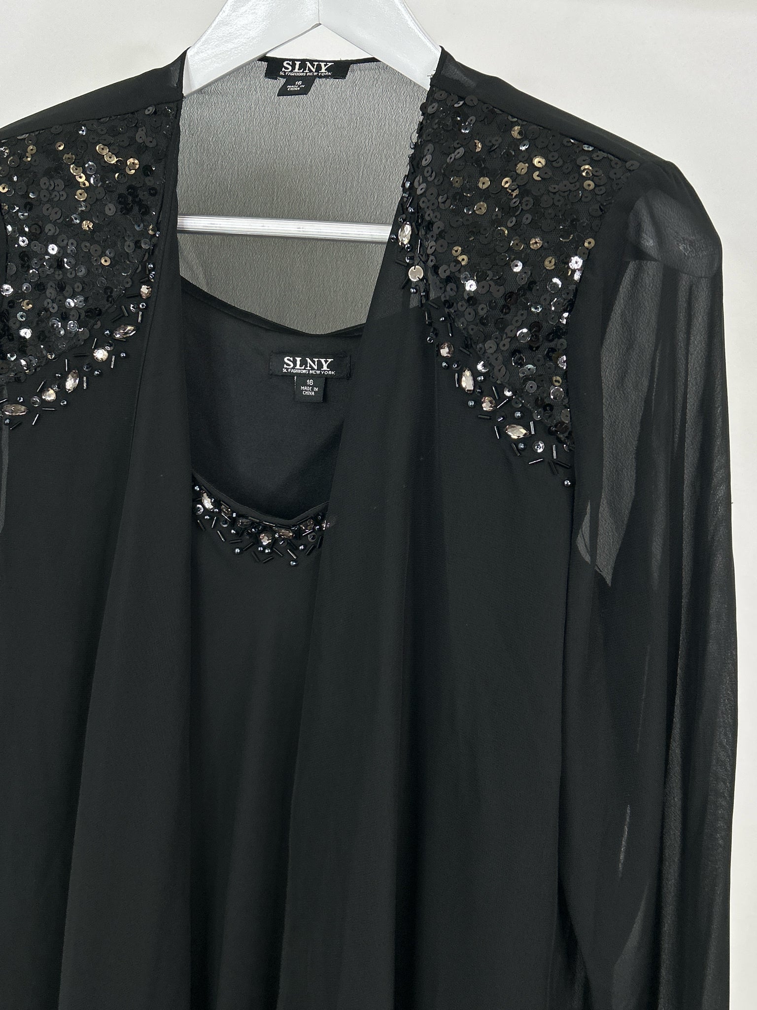 SLNY Size 16 Black Women 2-Piece w/dress