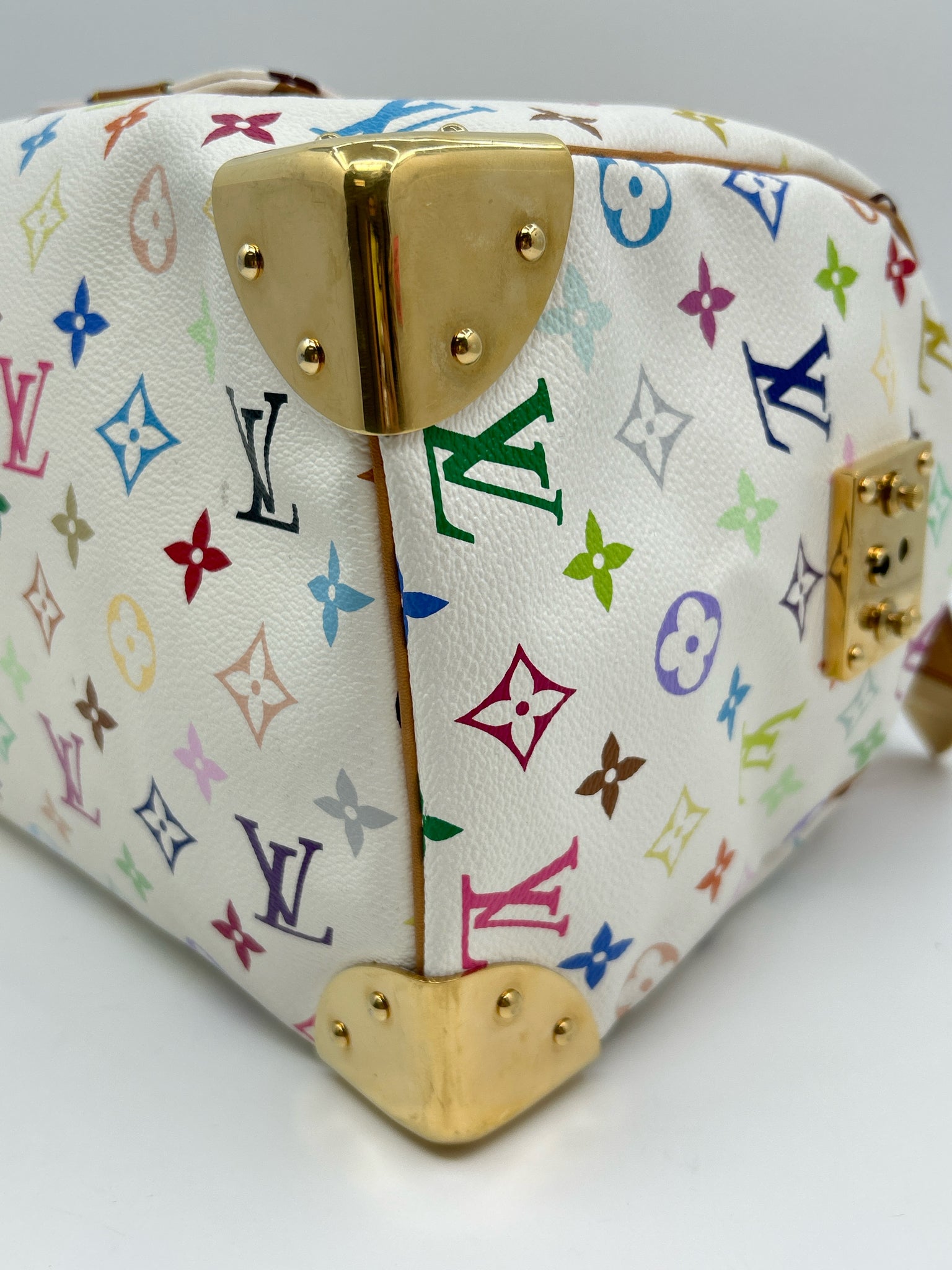 LOUIS VUITTON White Monogram Speedy Women Purse
