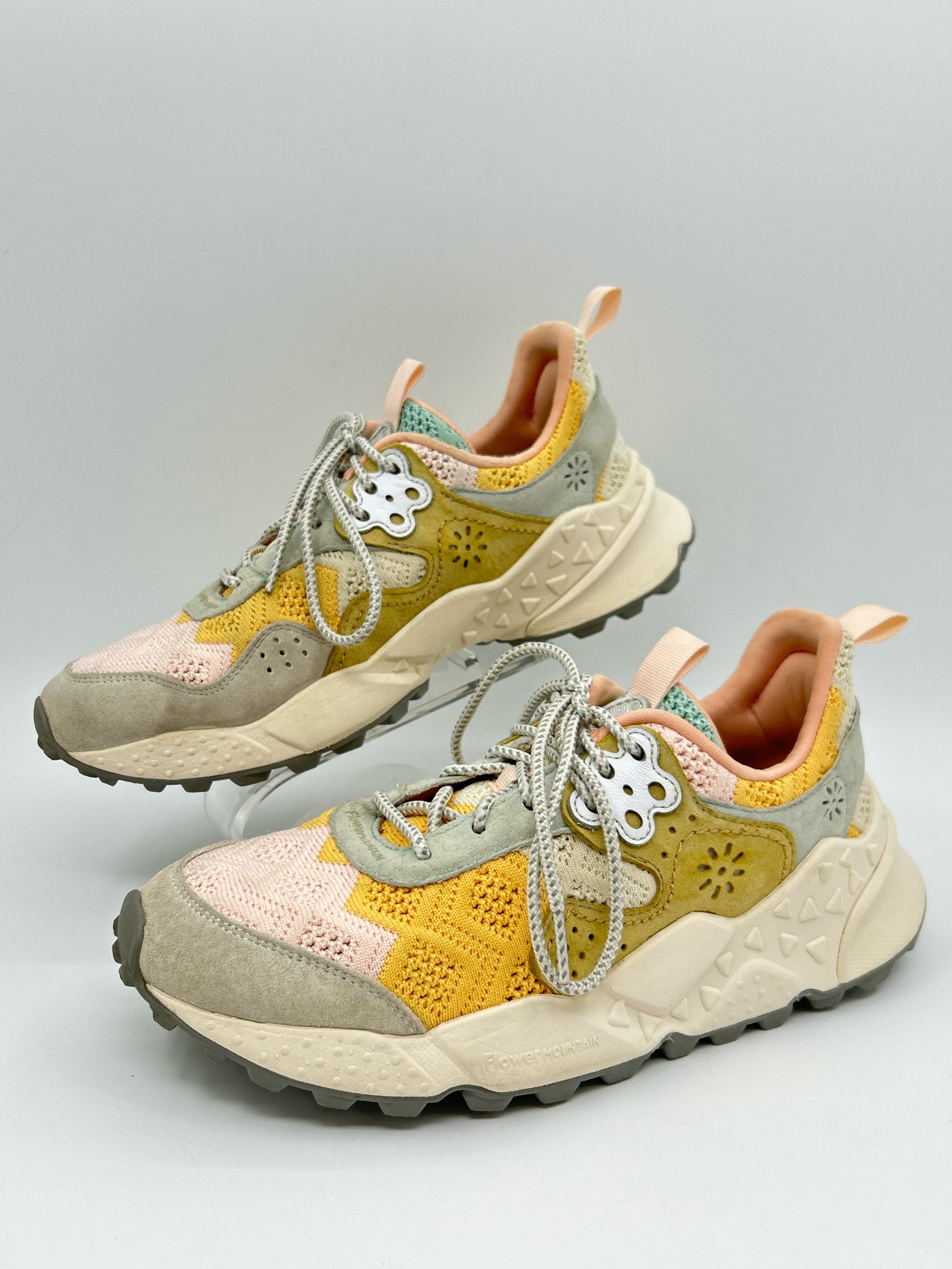 Flower Mountain Size 7.5 Pink and Yellow Women Sneakers