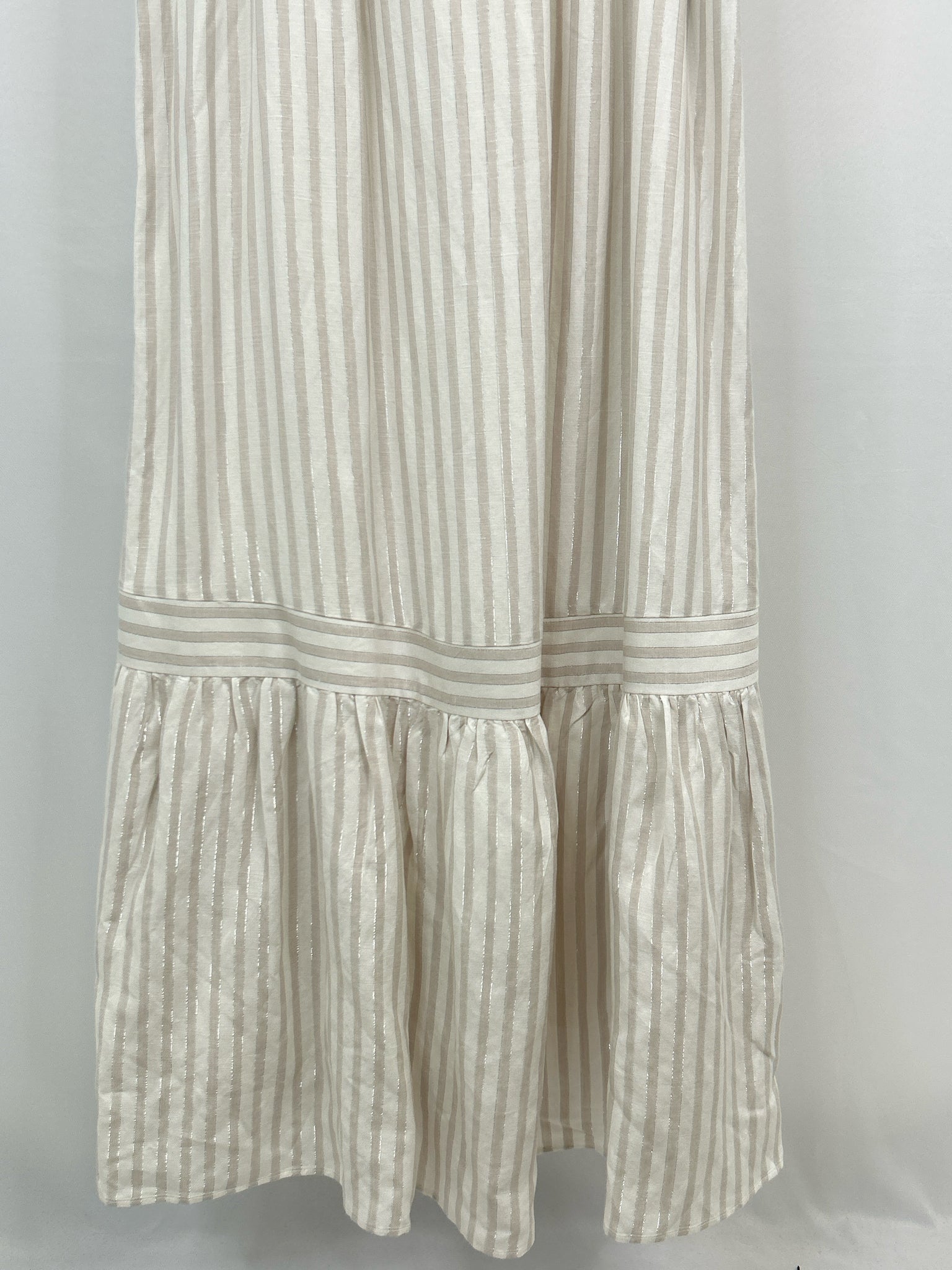 LOFT Size L IVORY STRIPED Women Dress