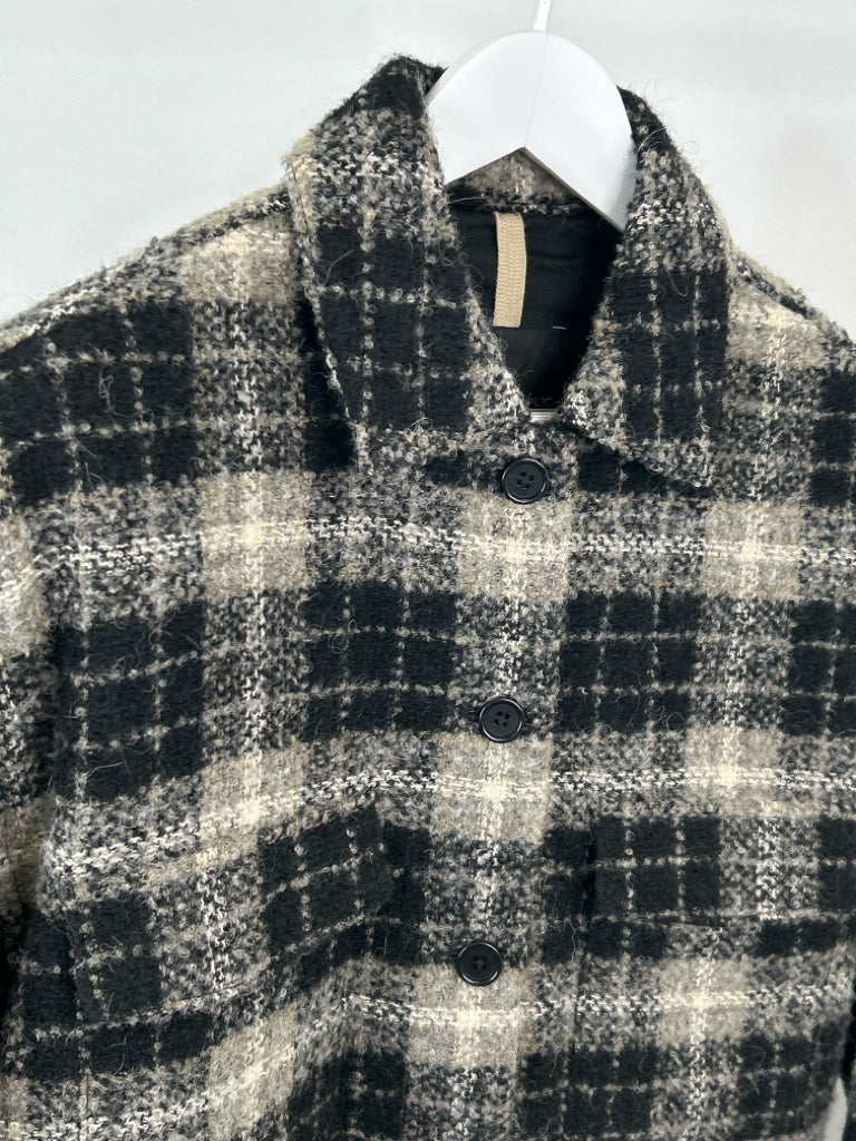 BANANA REPUBLIC Women Size S Black Plaid Jacket