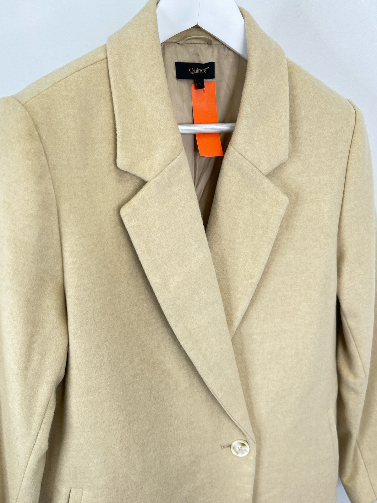 QUINCE Size L Cream Women Coat