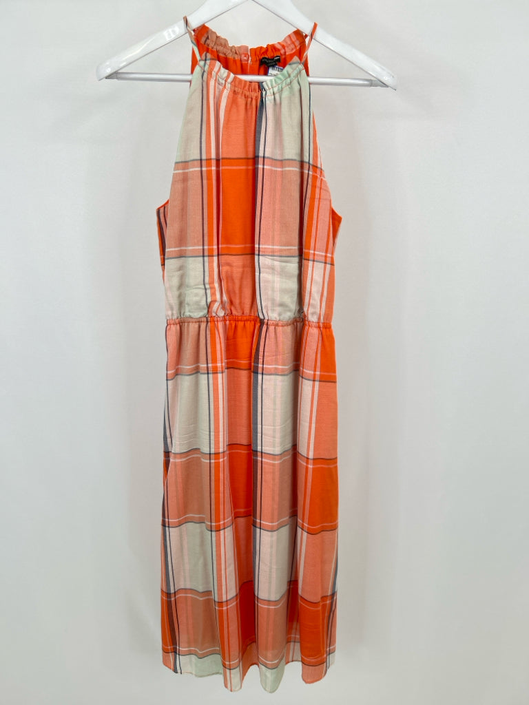 ANN TAYLOR Size S Orange plaid Women's Dress