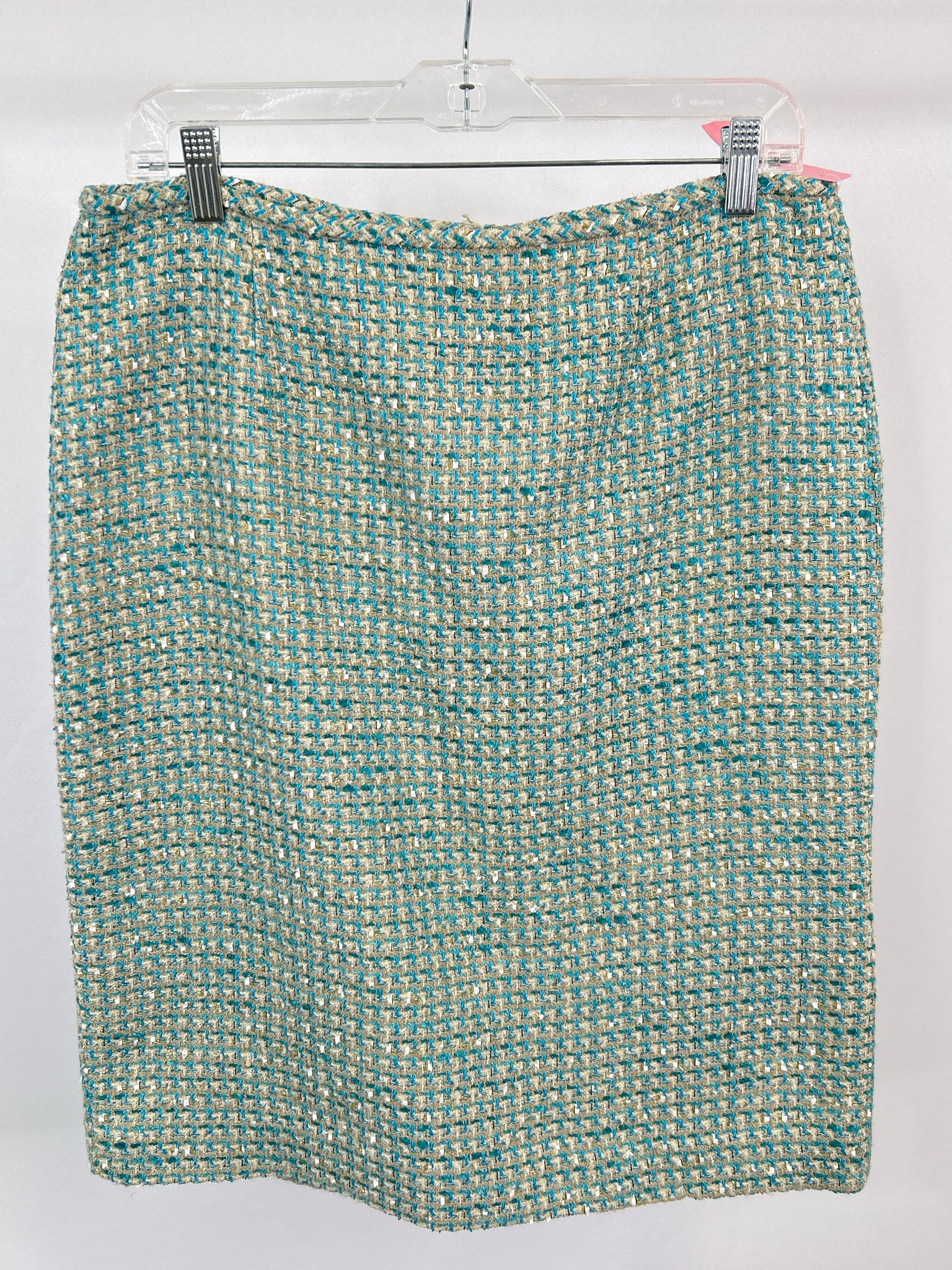 CALVIN KLEIN Size 10 AQUA & CREAM Women Skirt