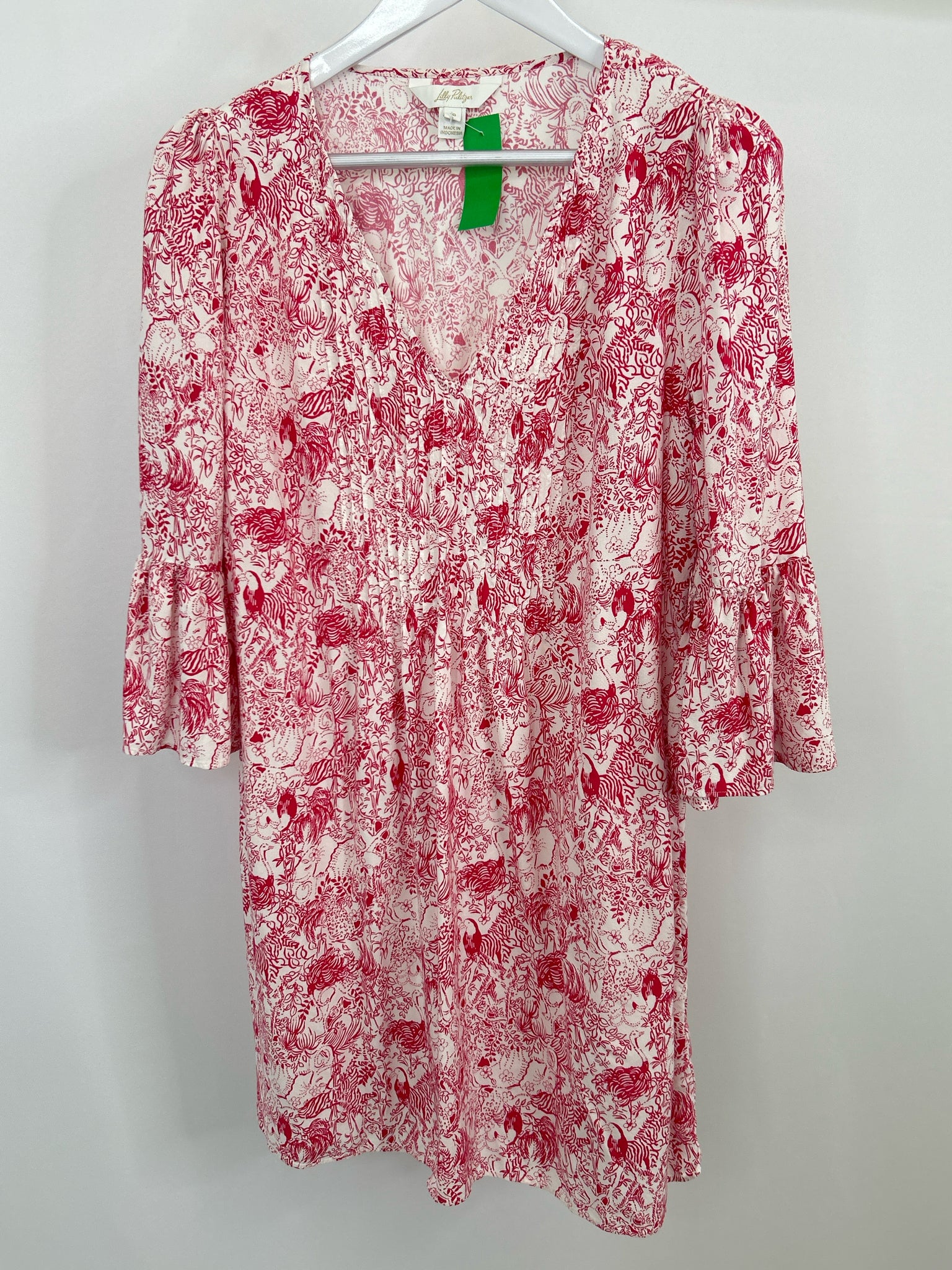 Lilly Pulitzer Danika 3/4 Sleeve Tunic Dress Women's Dress Raspberry : 10