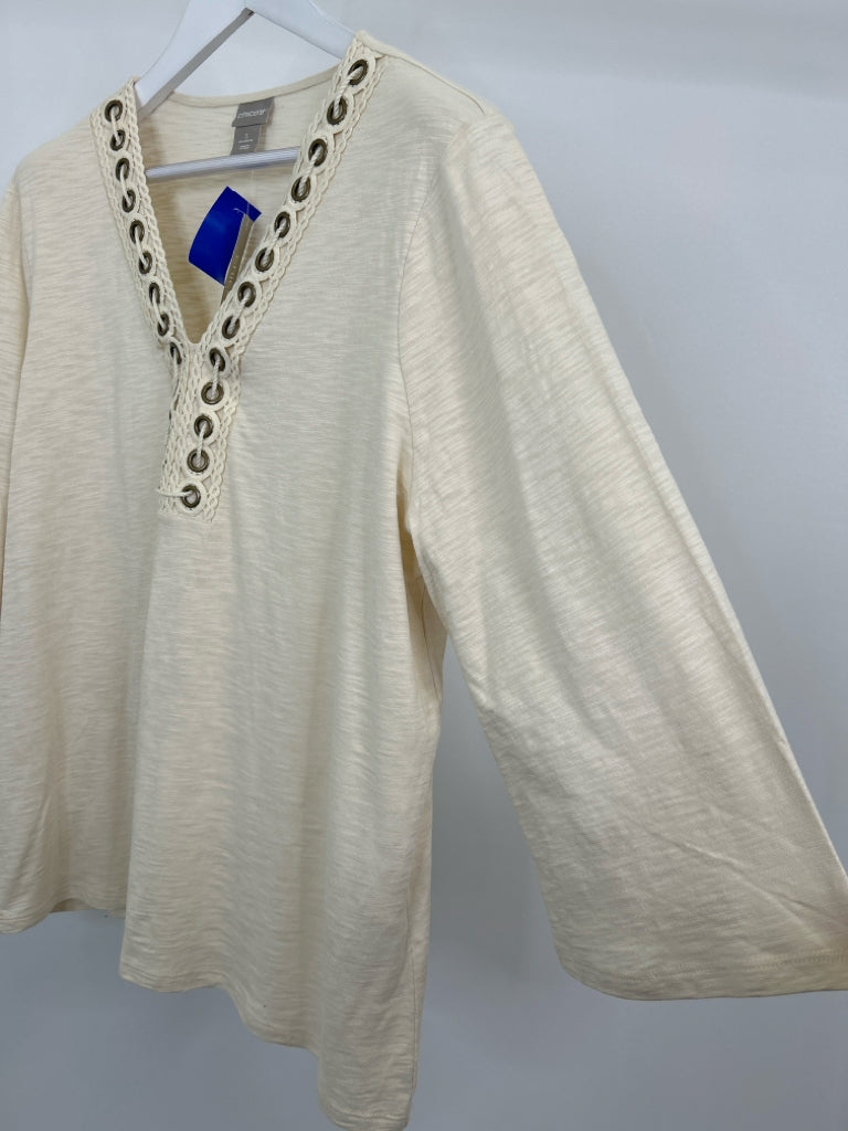 CHICO'S Women Size XL Cream Top