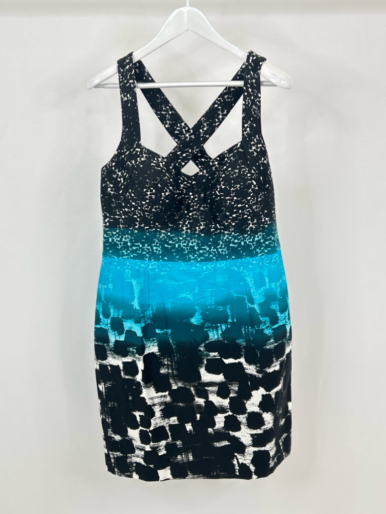 CALVIN KLEIN Size 14 Black and Teal Dress NWT