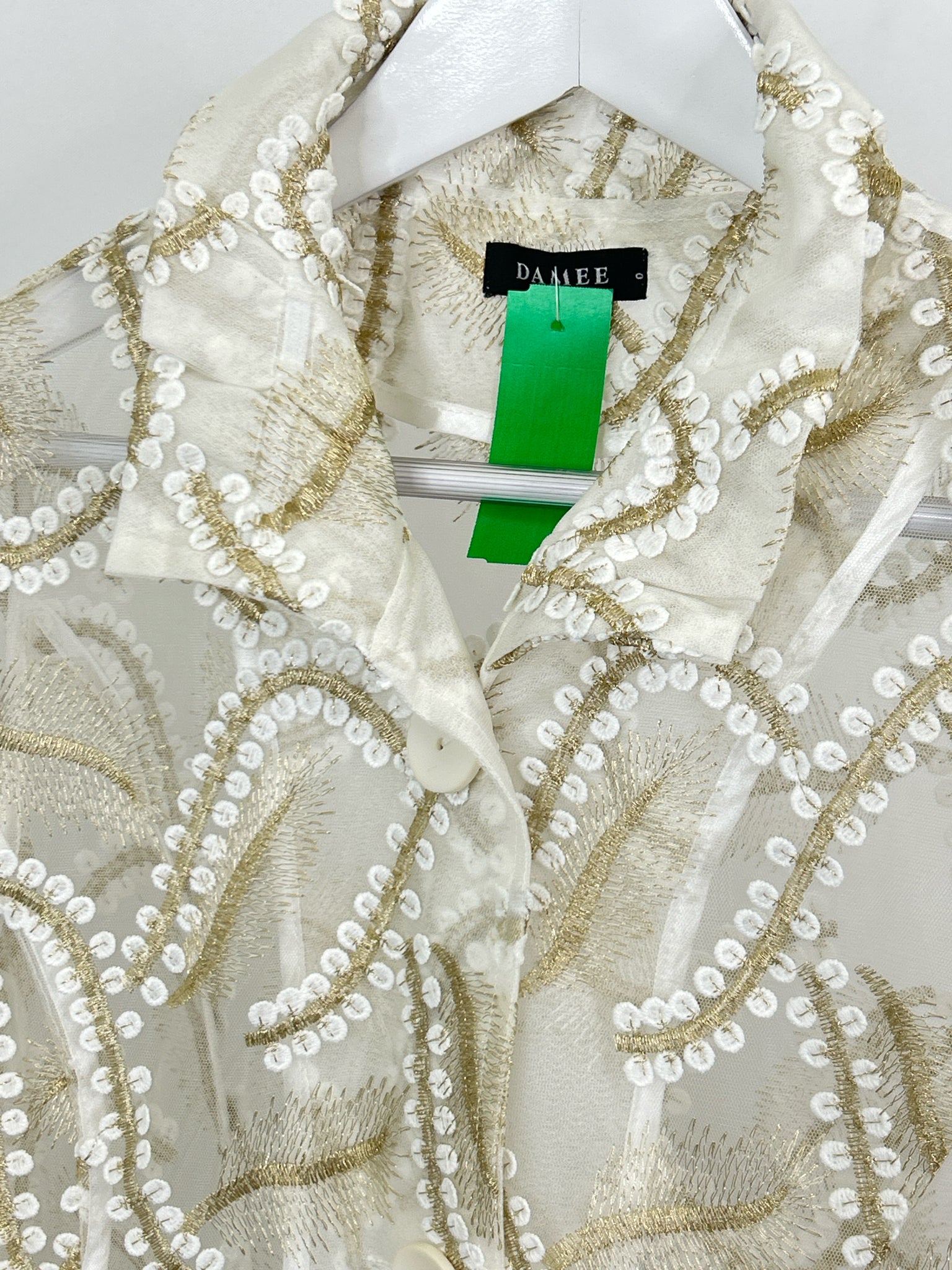 DAMEE Size S WHITE AND GOLD Women Jacket