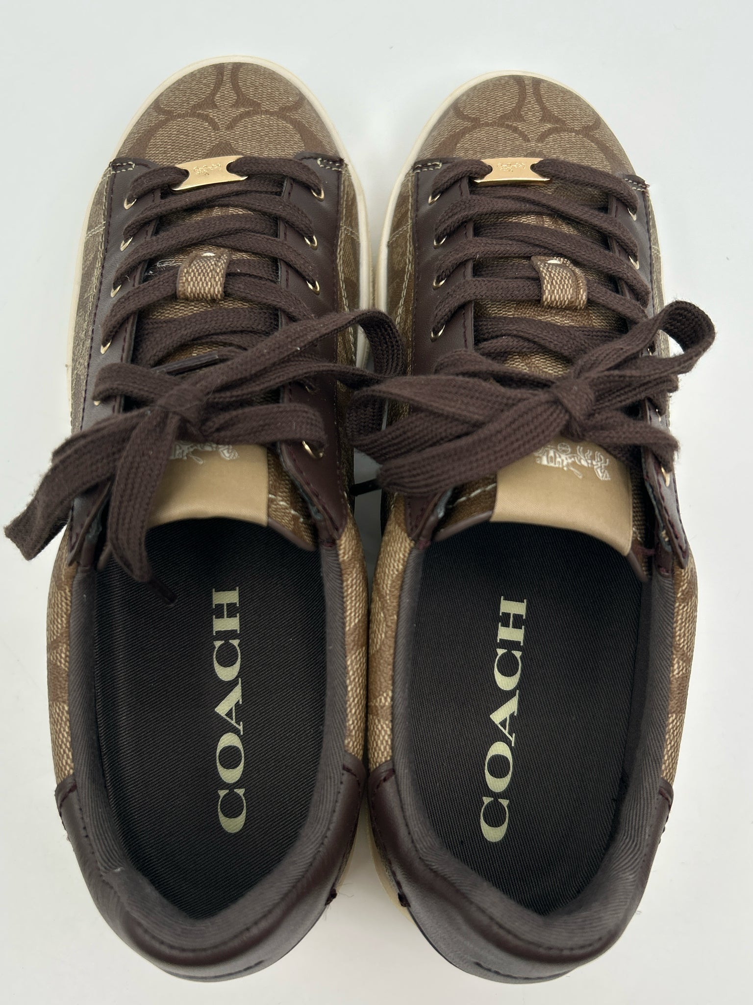 COACH Size 9.5B BROWN MONOGRAM Women Sneakers