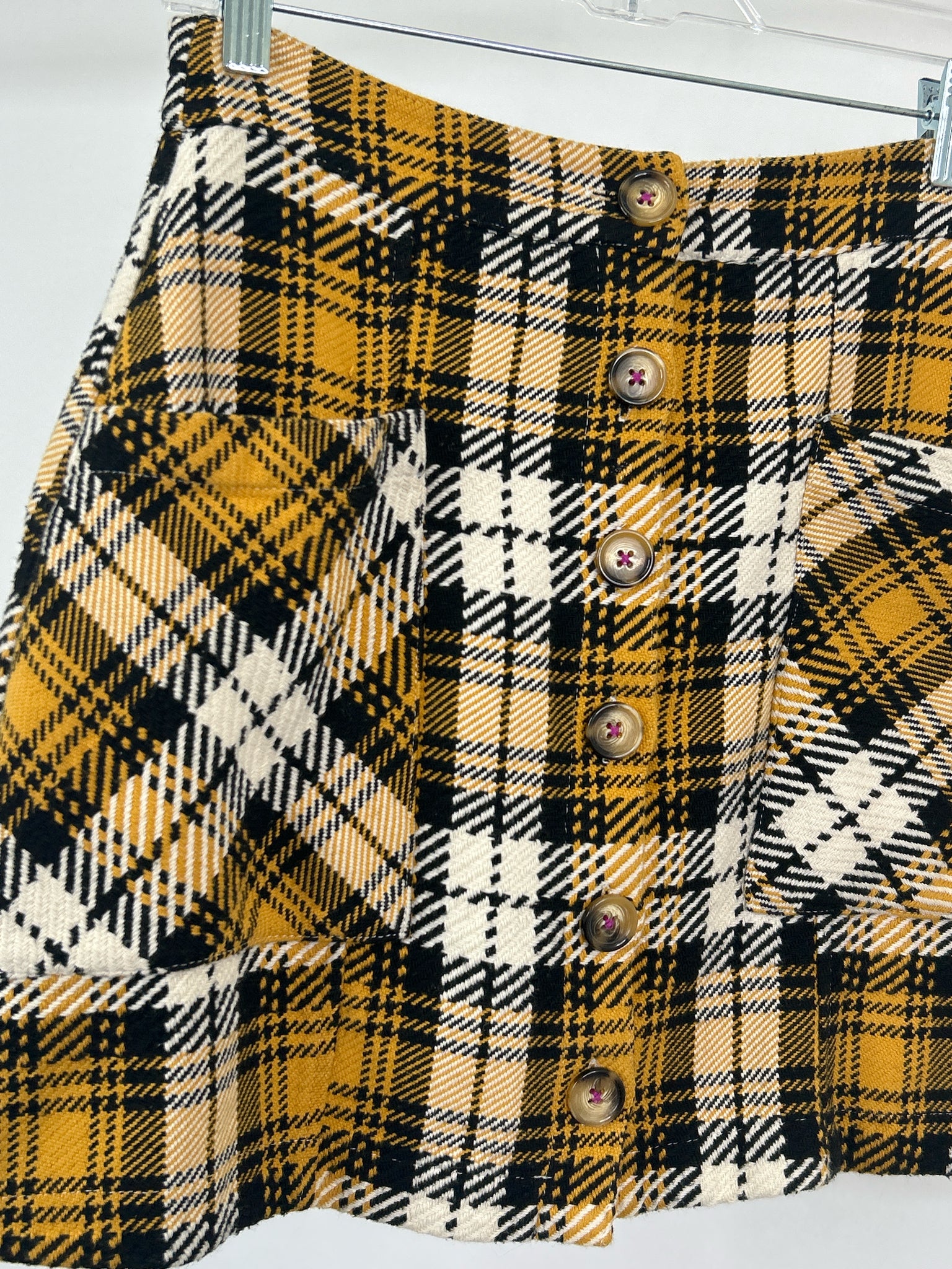 MAEVE Size 2 Yellow Plaid Women Skirt