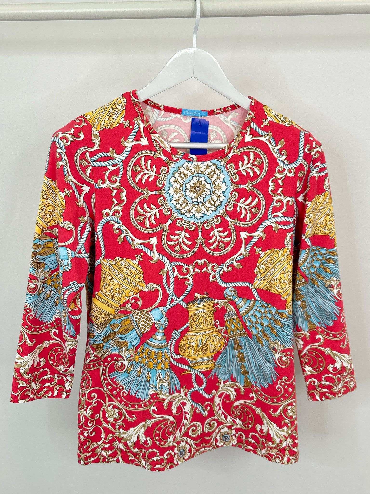 J.MCLAUGHLIN Size M Red Print Women Top