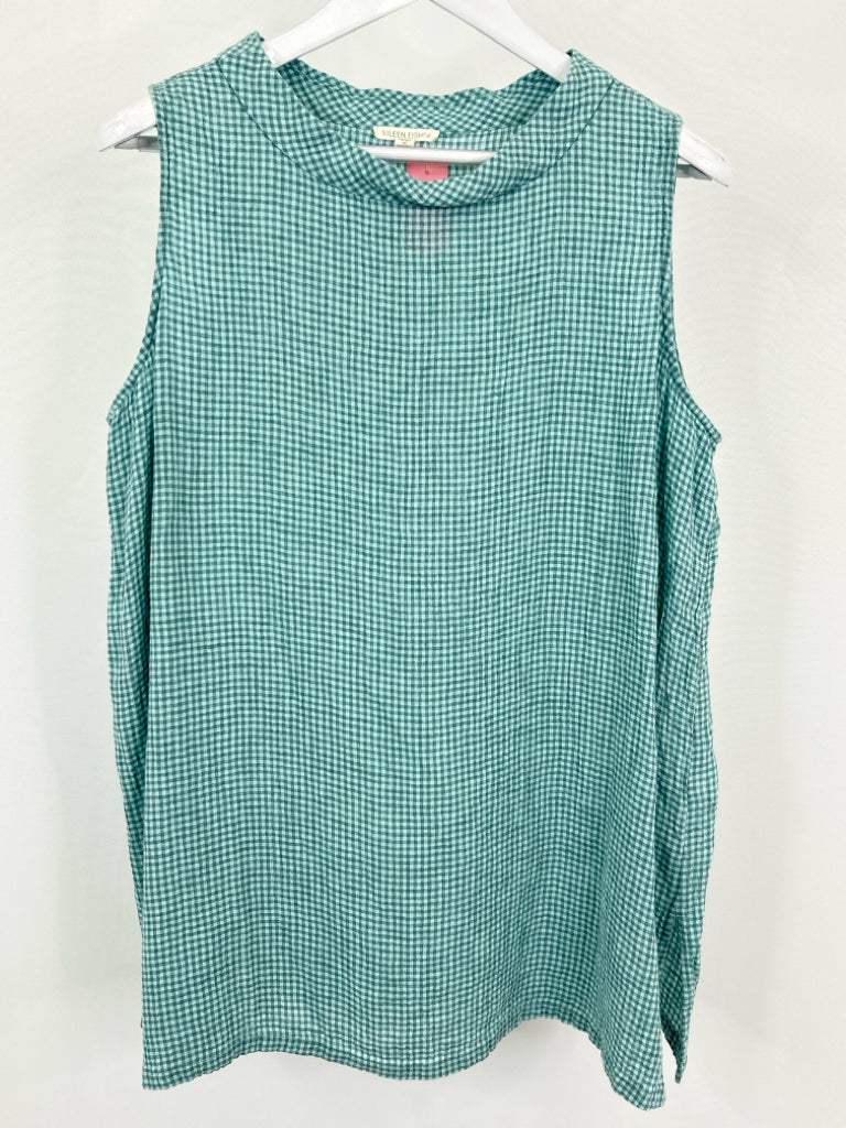 EILEEN FISHER Size XL Green Checkered Women's Top