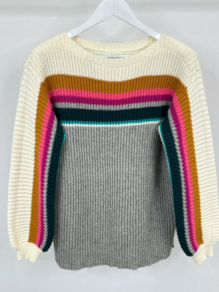 ANTHROPOLOGIE Women Size S Grey Striped Sweater