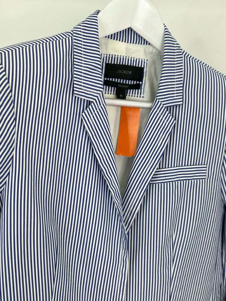 J CREW Size 10 Blue Striped Women's Blazer