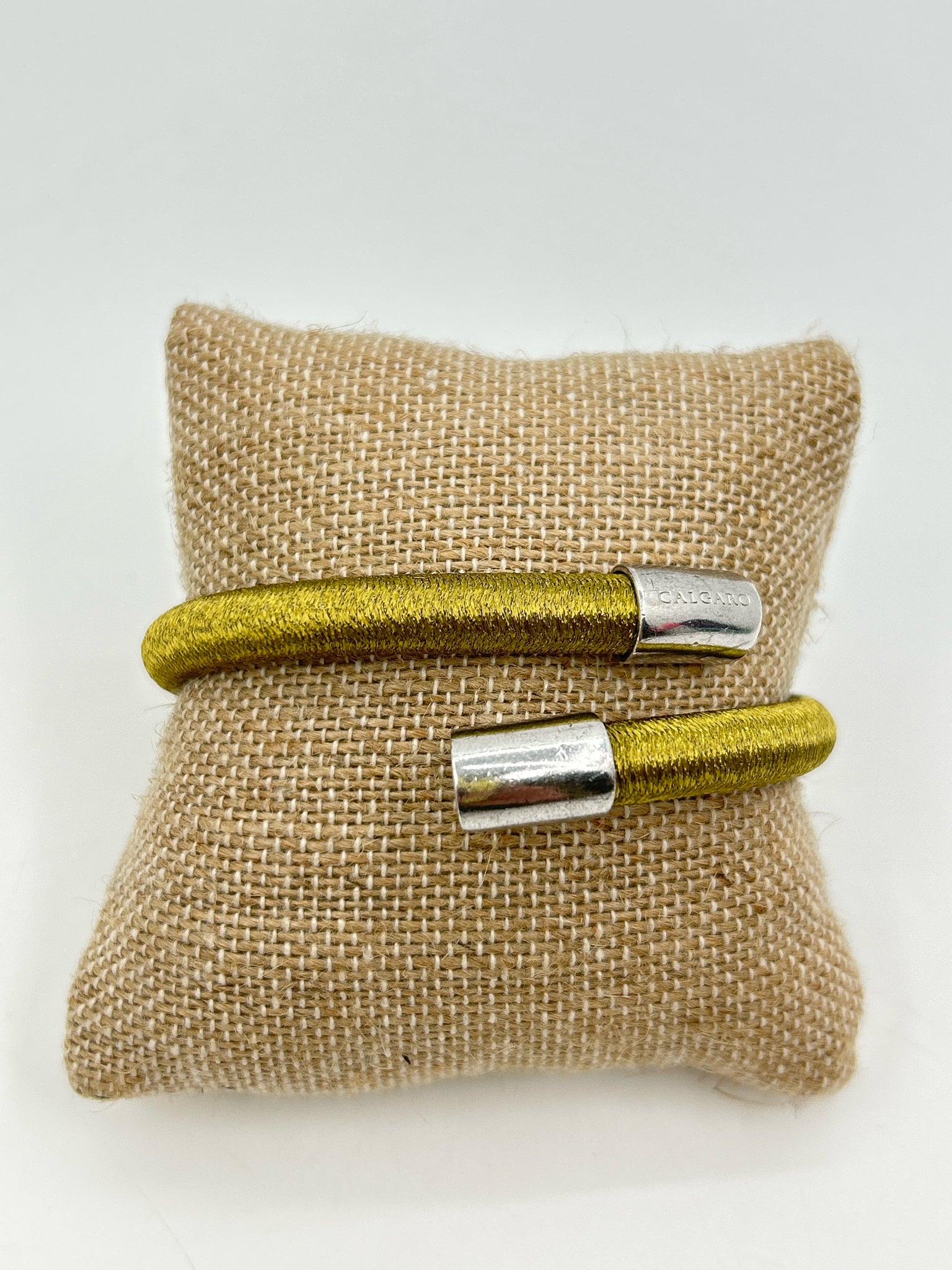 CALGARO Silk & Sterling Silver Chartreuse Wrap Bracelet