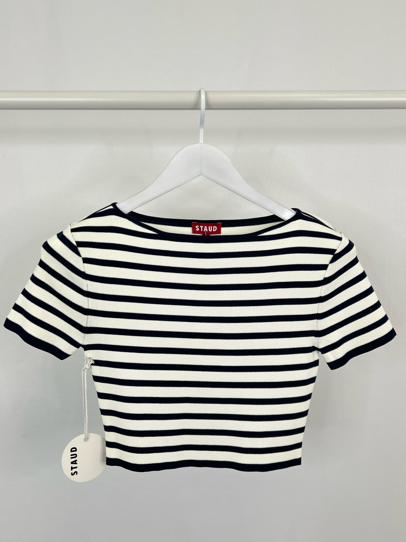 STAUD Size M Navy Striped Women Top NWT
