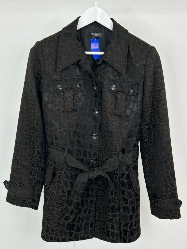 BISOU BISOU Women Size L Black Print Jacket