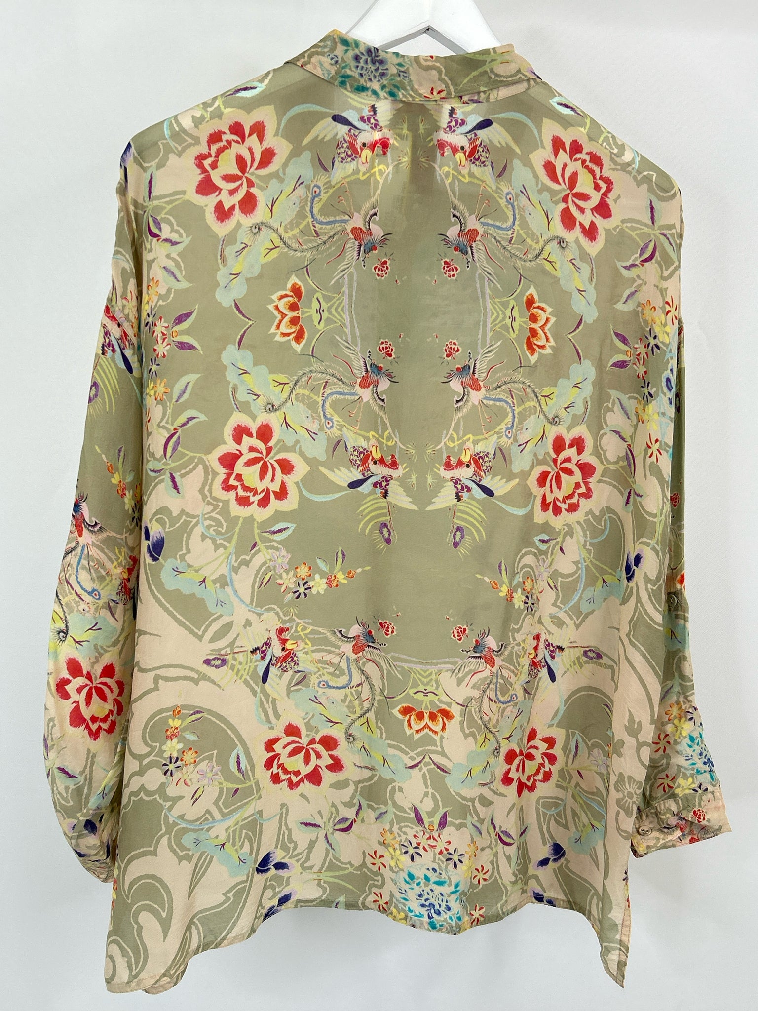 JOHNNY WAS Size S BEIGE FLORAL Women Blouse