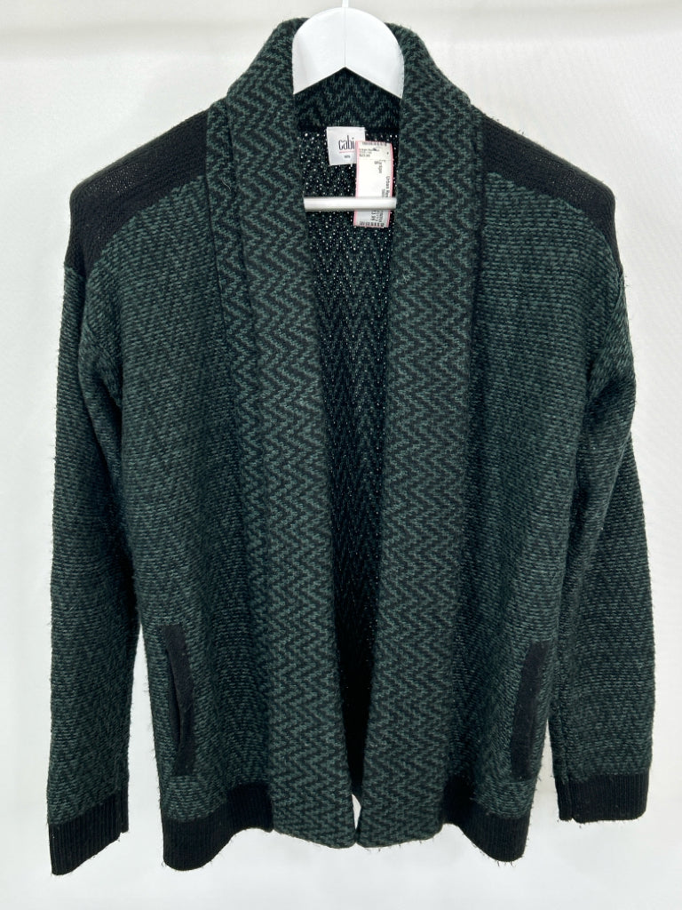 CABI Women Size S GREEN & BLACK Cardigan