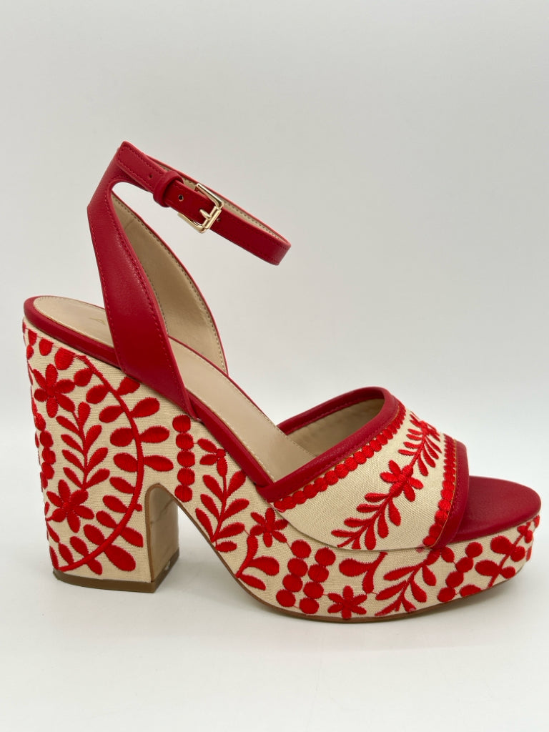 ALDO Size 9 RED AND CREAM Women's Sandal