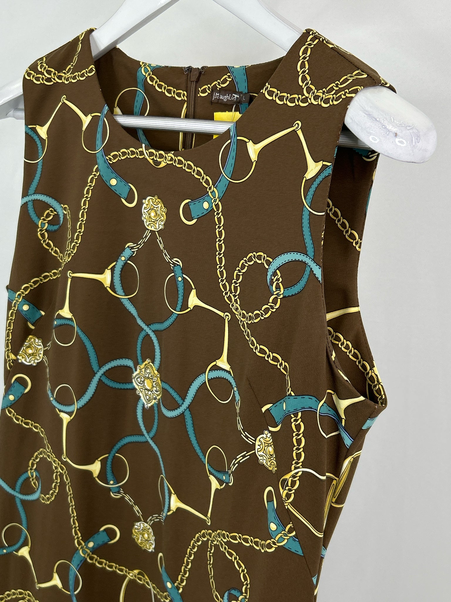 J. McLaughlin Size L Brown Print Women Dress