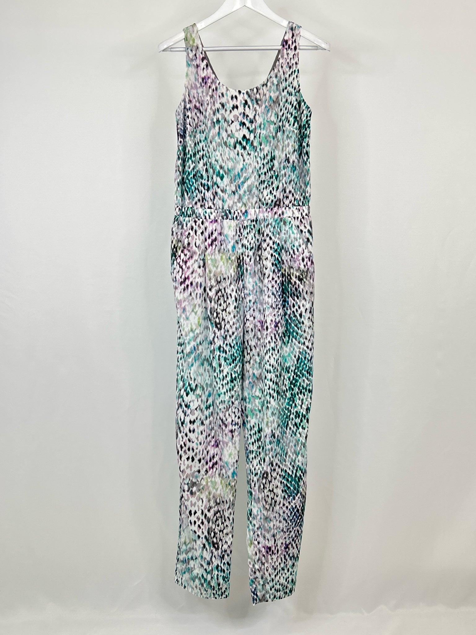 VINCE CAMUTO Size 8 Teal and Lilac Women Jumpsuit