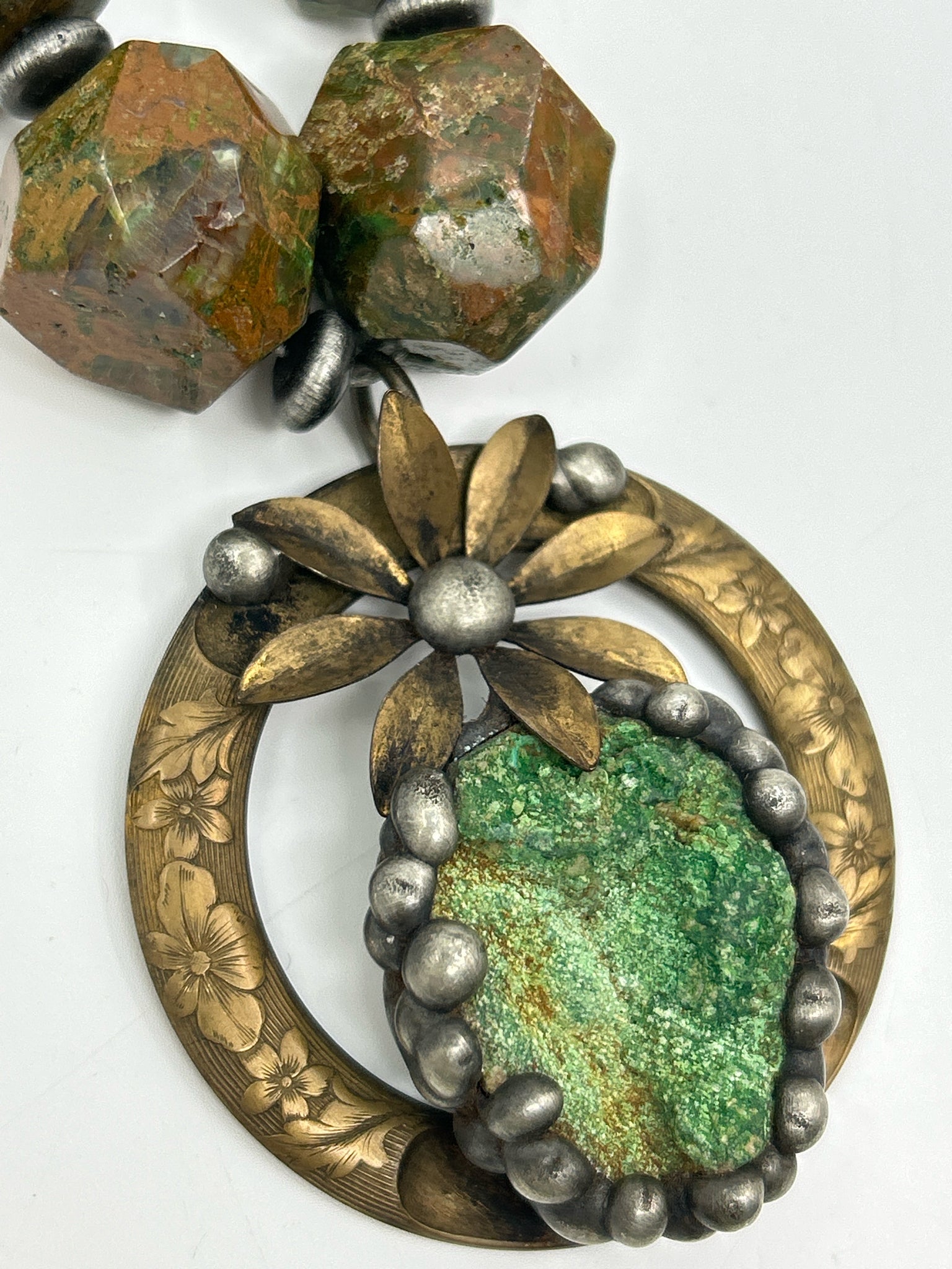 ART BY AMY Green & Rust Necklace