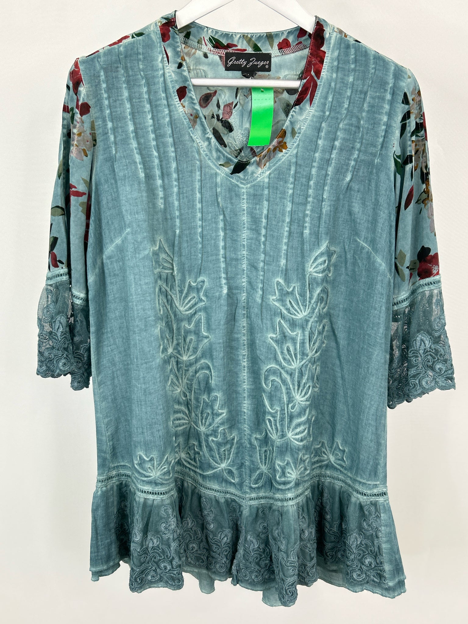 GRETTY ZUEGER Size M turquoise print Women Tunic