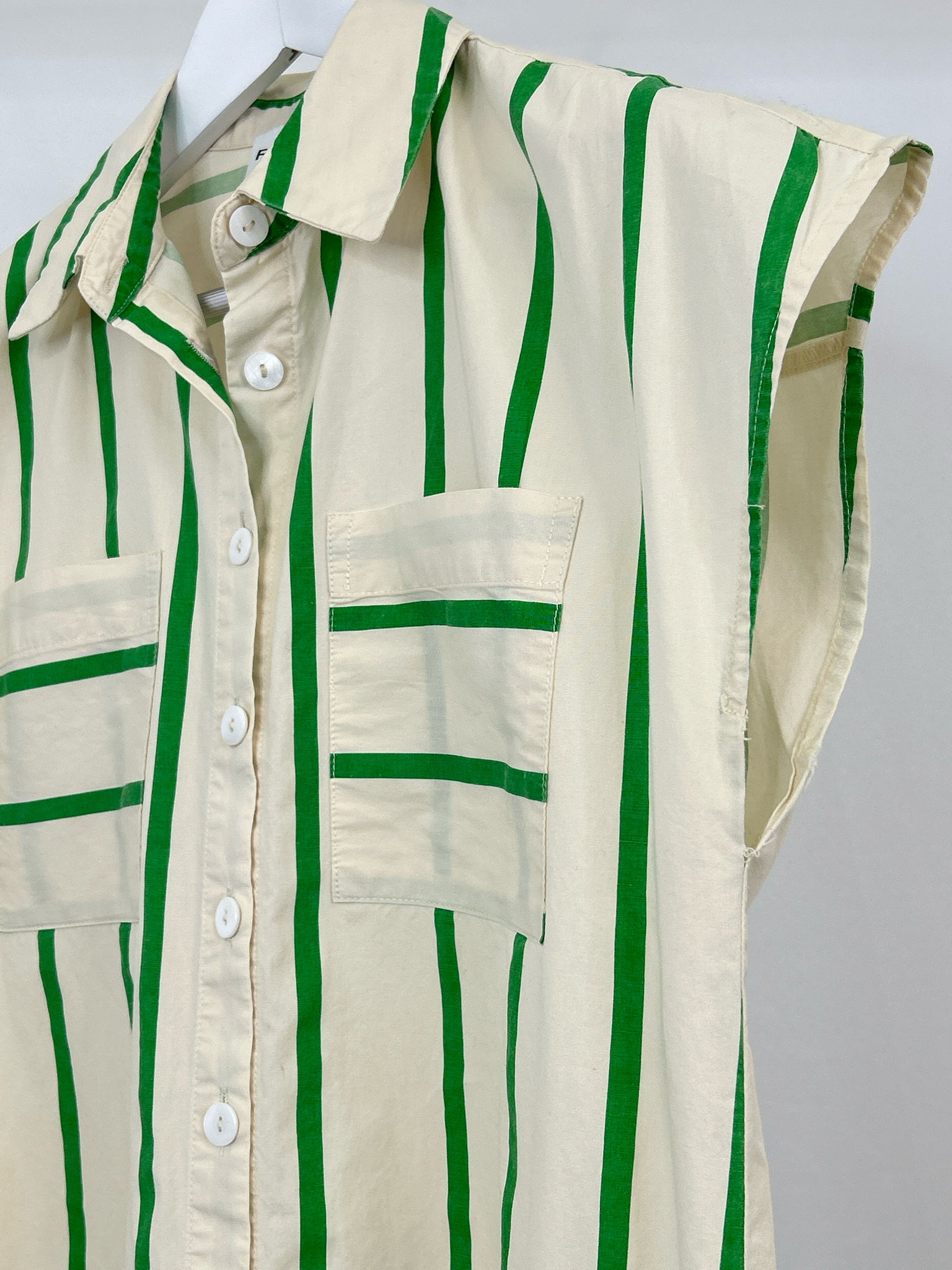 FRNCH Size S Cream Striped Women Dress